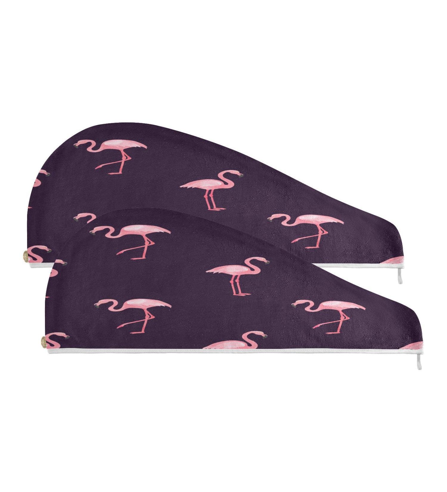 Pink Flamingo Dry Hair Cap Set | Quick Drying Towel & Button Headband | Super Absorbent & Soft | Perfect for International Shipping - Buy Online on GoSupps.com