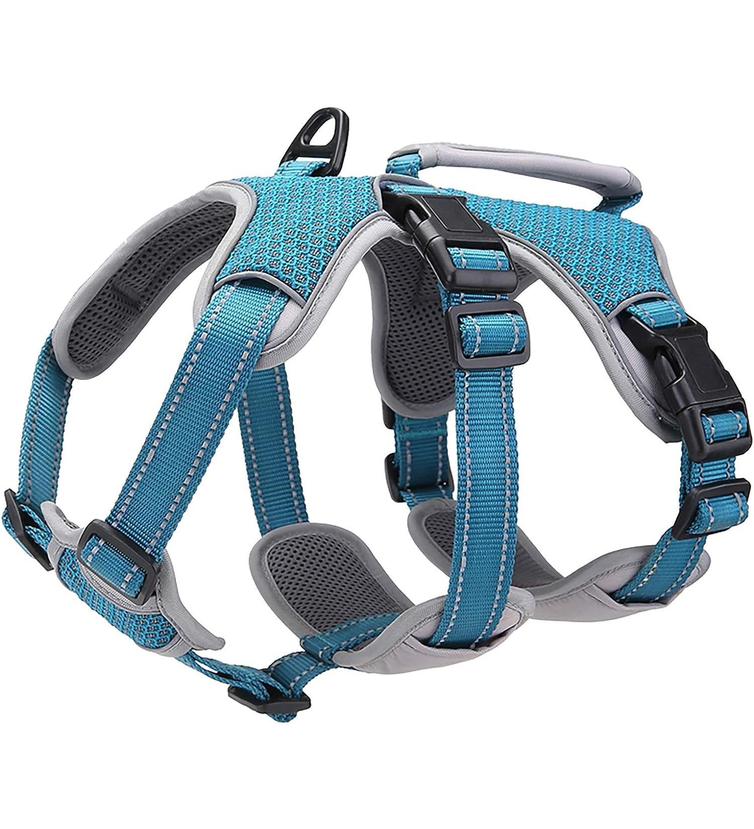 Belpro Multi-Purpose Dog Harness - No Pull Adjustable Reflective Vest for Large Dogs (Blue L) - Durable Handle & Dog Dishes Included - Buy Online on GoSupps.com