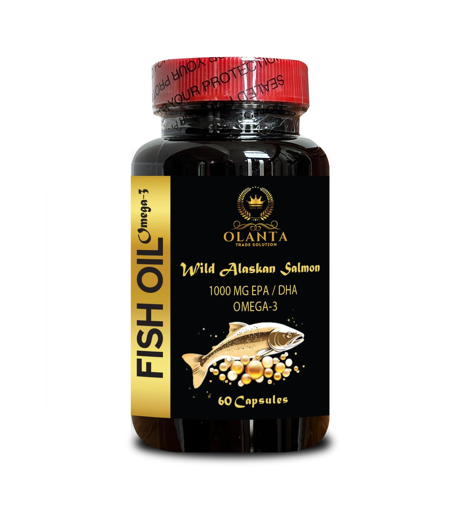 Wild Alaskan Salmon Oil Capsules Pure Omega-3 Fatty Acids EPA & DHA Natural Source No Artificial Ingredients 1 Bottle 60 Capsules - Buy Online on GoSupps.com