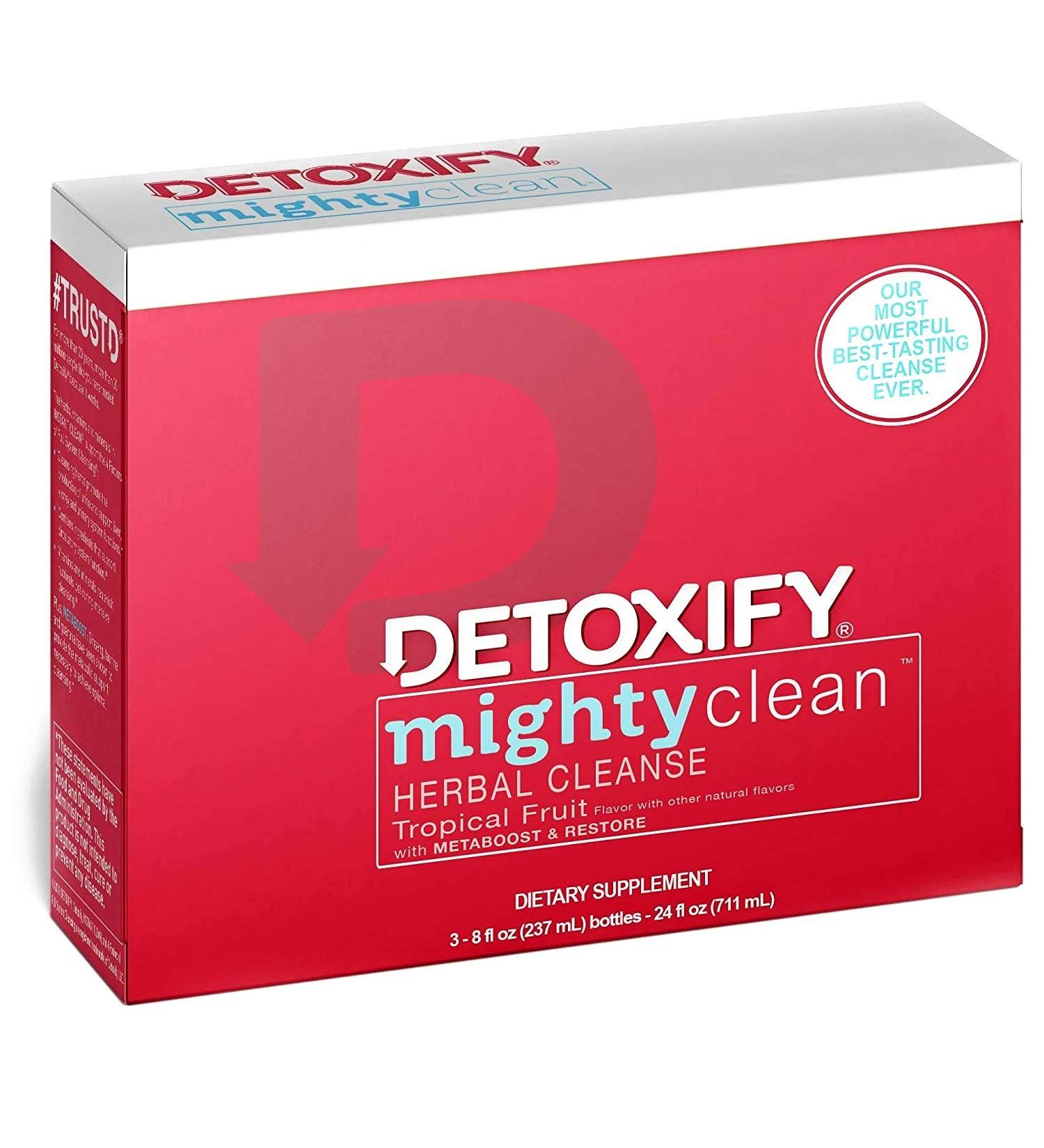 Detoxify Mighty Clean Herbal Cleanse Tropical - 24 oz (3 x 8 oz bottles) - 4 Factor Full Cleansing System - Includes Sticker - Buy Online on GoSupps.com