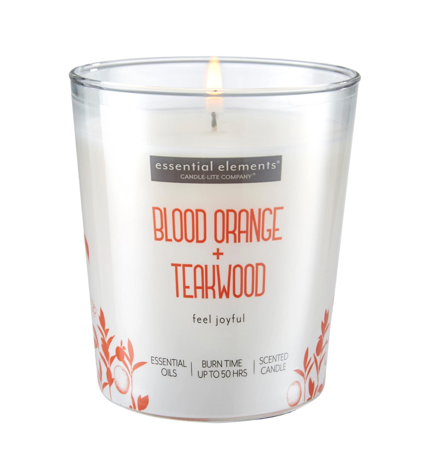 Essential Elements Blood Orange & Teakwood Scented Candle - 9 oz Aromatherapy Candle with 50 Hours Burn Time | International Shipping Available - Buy Online on GoSupps.com