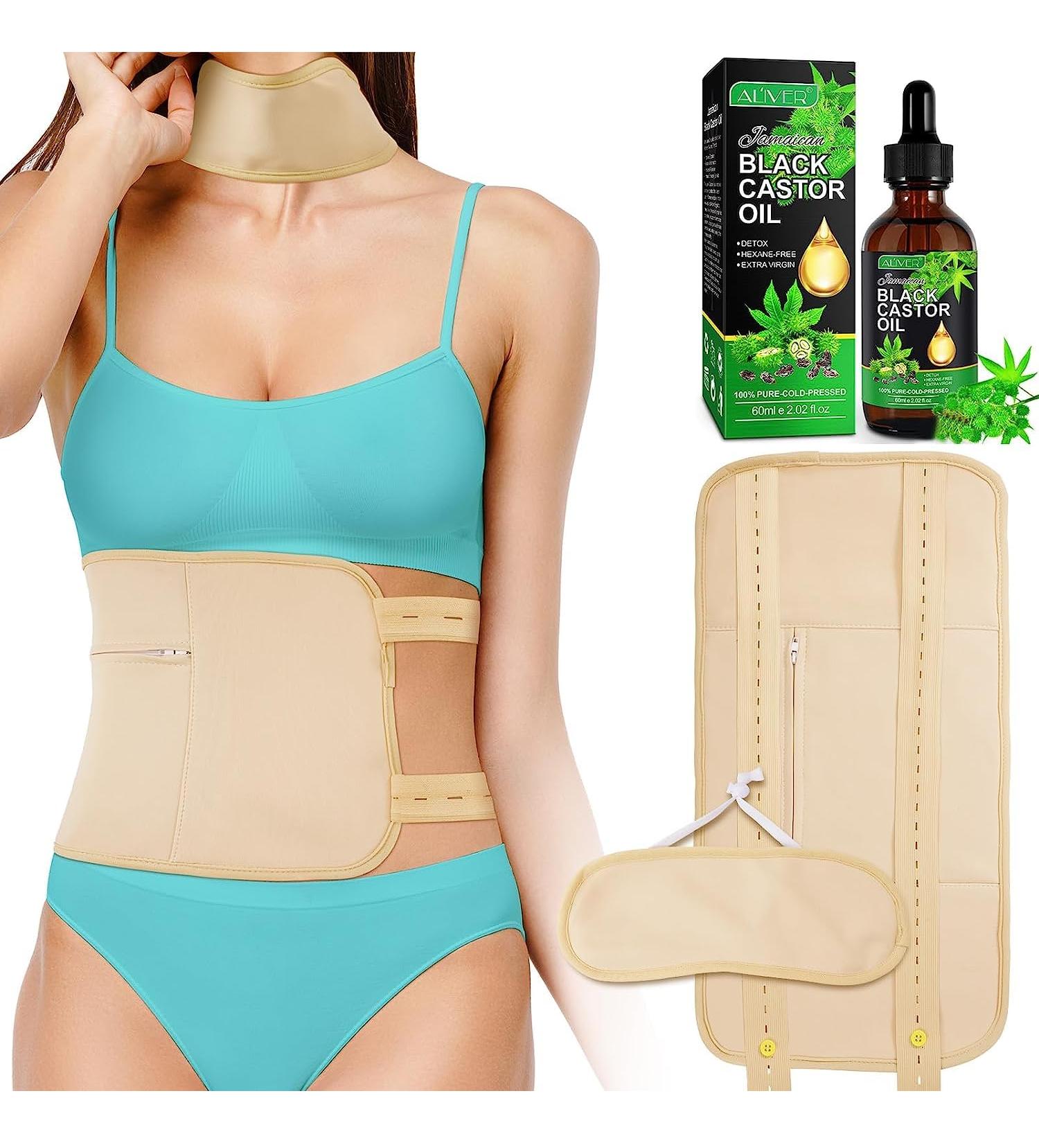 Kllalo Castor Oil Pack Kit | Organic Castor Oil & Reusable Wrap for Liver Detoxification | Adjustable Cotton Packs - Buy Online on GoSupps.com