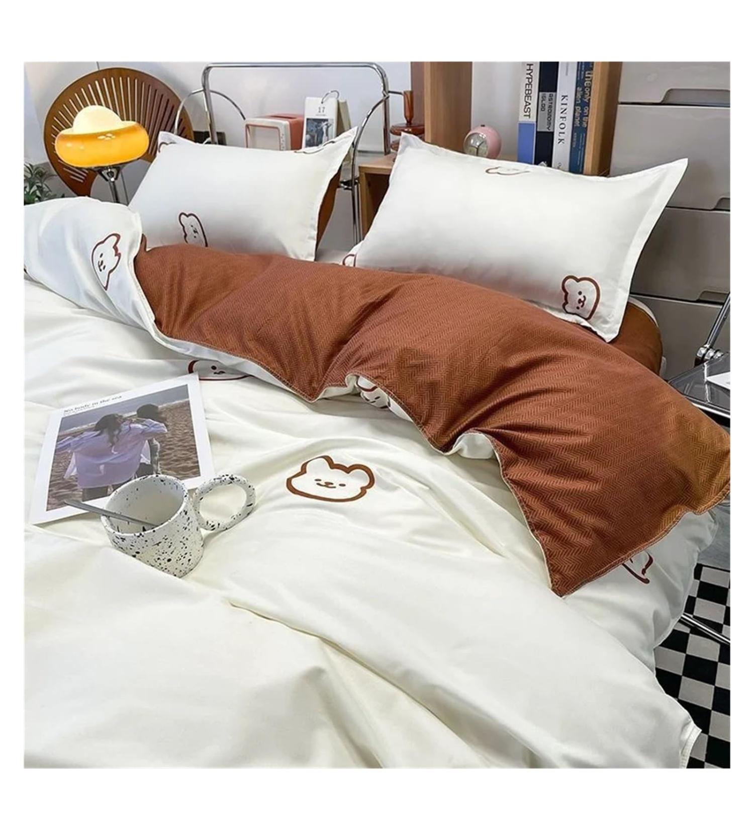 Bedding Set Flat Bed Sheet Duvet Cover Twin Full Queen - Bed Linen Boy Girl Bedding Sets Flower Cherry Soft (B 1.8x2.2m 4pcs) - Buy Online on GoSupps.com