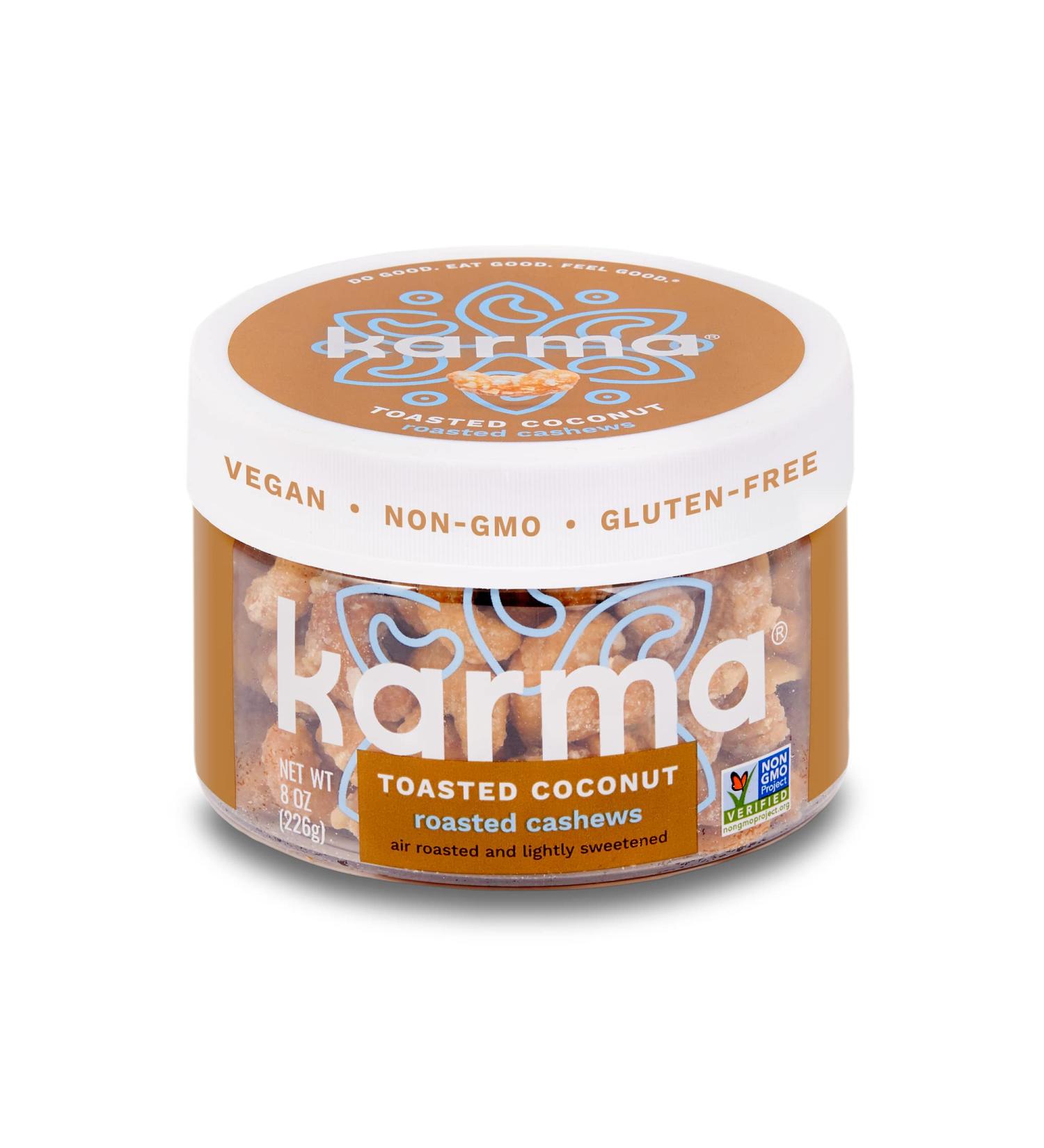 Toasted Coconut Cashews - Vegan & Gluten-Free Nut Snack | Karma Nuts 8oz Jar - Buy Online on GoSupps.com