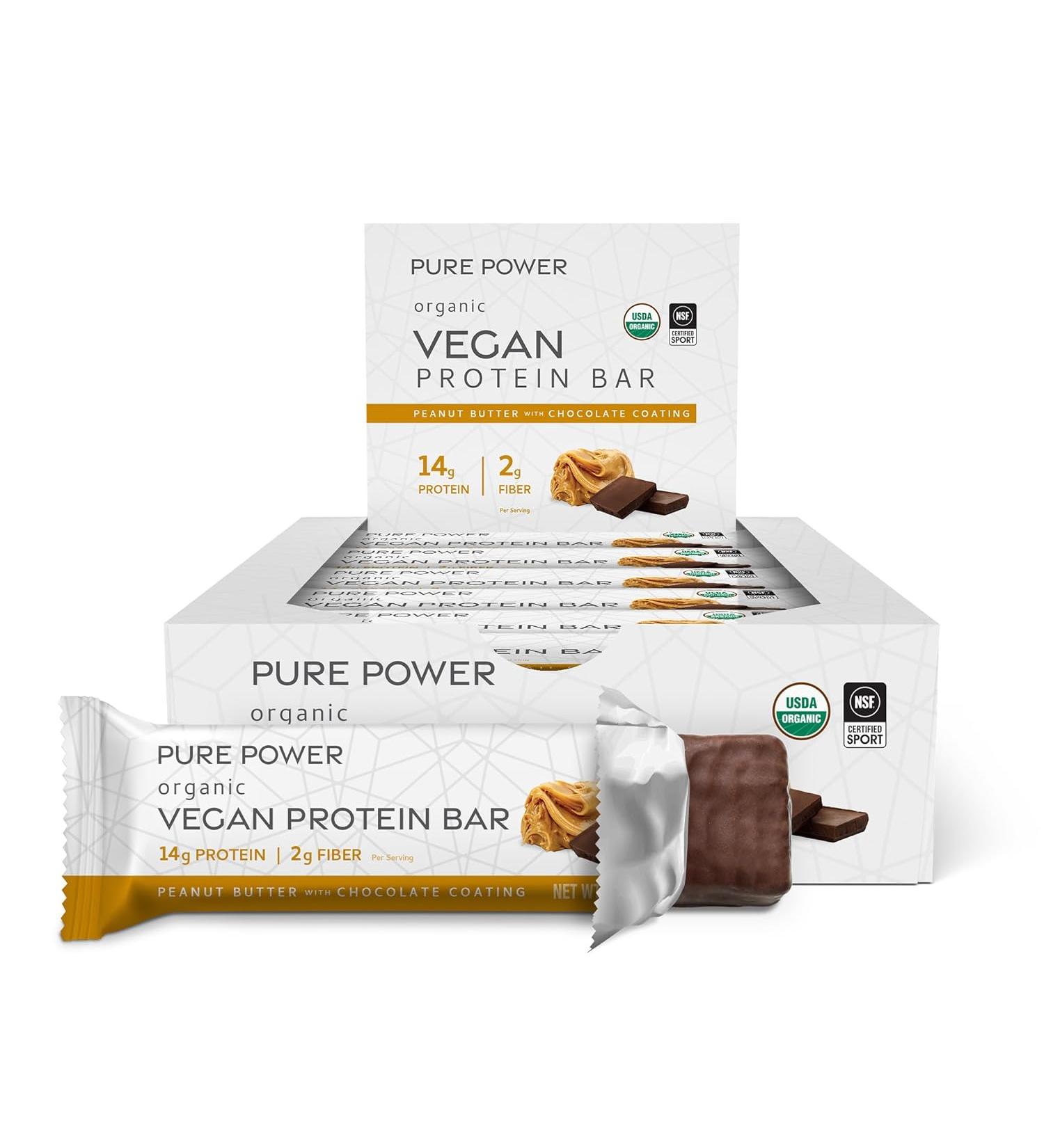 Dr. Mercola Organic Pure Power Protein Bars - Peanut Butter & Chocolate (12 Bars, 1.83 oz each) - Buy Online on GoSupps.com