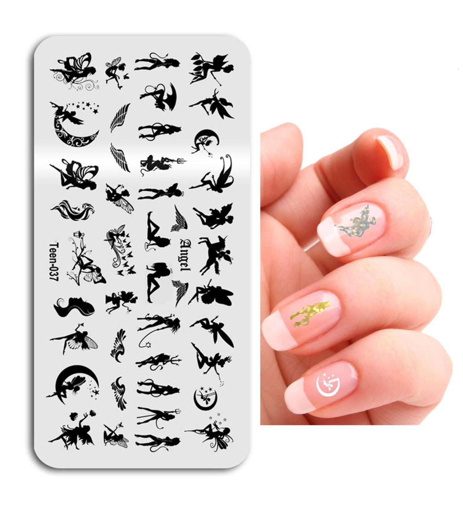 NICENEEDED 6 * 12cm Angel Nail Stamping Plates Finger Angel Different Designs Nail Printing Template Stainless Steel Nail Art Stamp Stencils Tools for DIY Making Style 2 - Buy Online on GoSupps.com