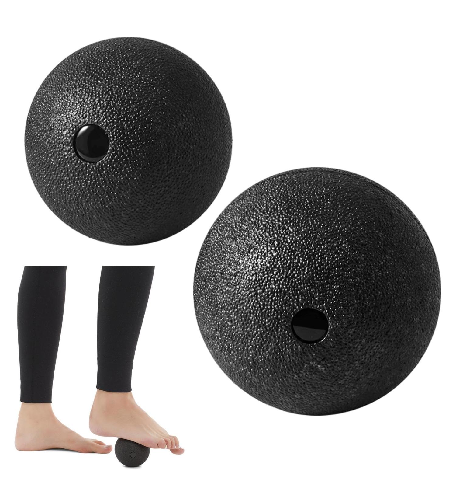 2 Pieces Fascia Massage Balls Set (8cm & 10cm) - Black Lacrosse Balls for Fascia Training & Pain Relief - Perfect for Muscle Recovery - Buy Online on GoSupps.com