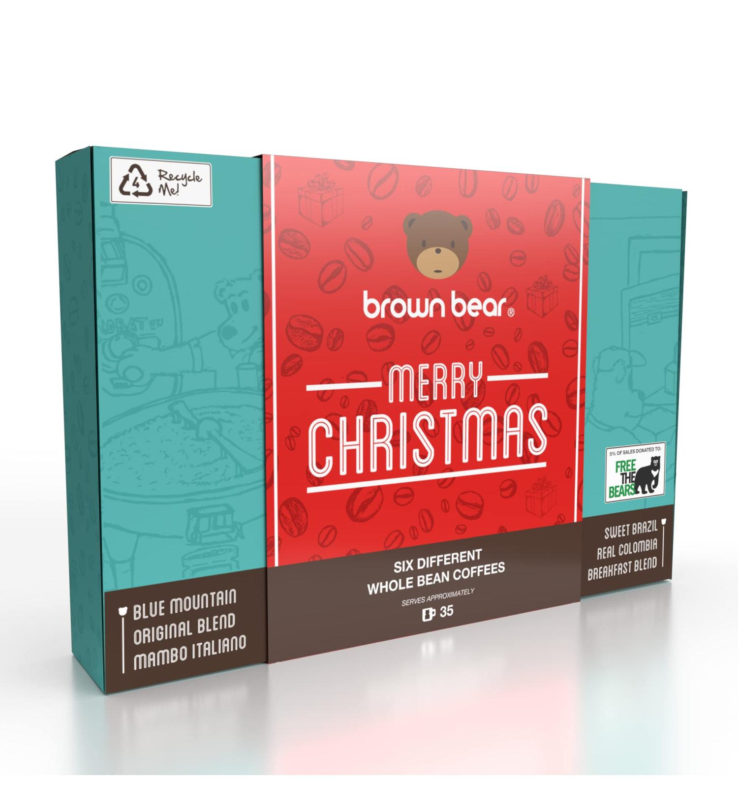 Brown Bear Coffee Christmas Gift Ground Coffee 6 Coffee Blends in 1 Coffee Selection Pack Great for Men and Women Strength 3 4 5 Light Medium and Dark Roast - Buy Online on GoSupps.com