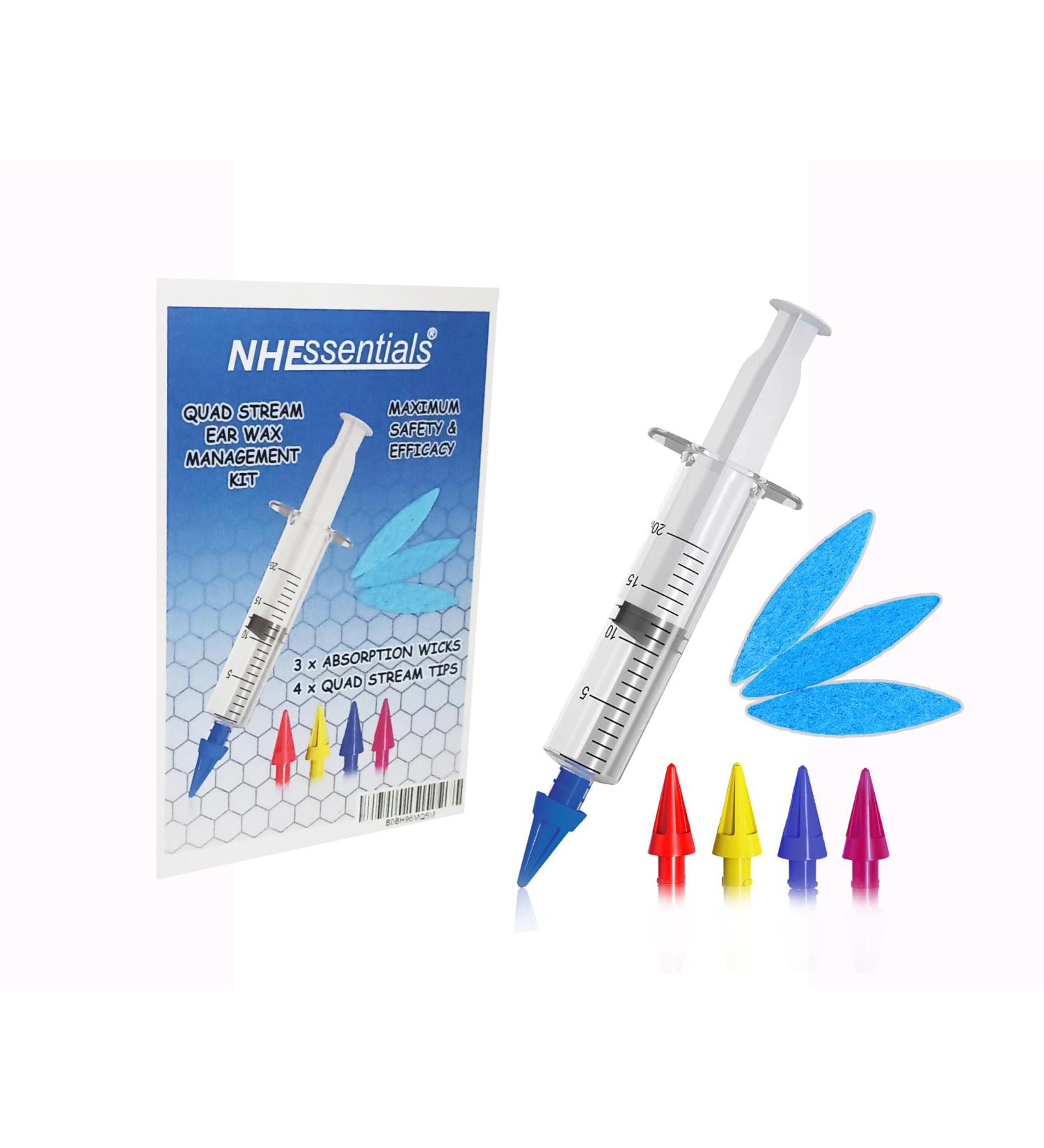 Ear Wax Removal Syringe 20ML Capacity with Silicone Quad Tips & Post Treatment Wicks - Buy Online on GoSupps.com