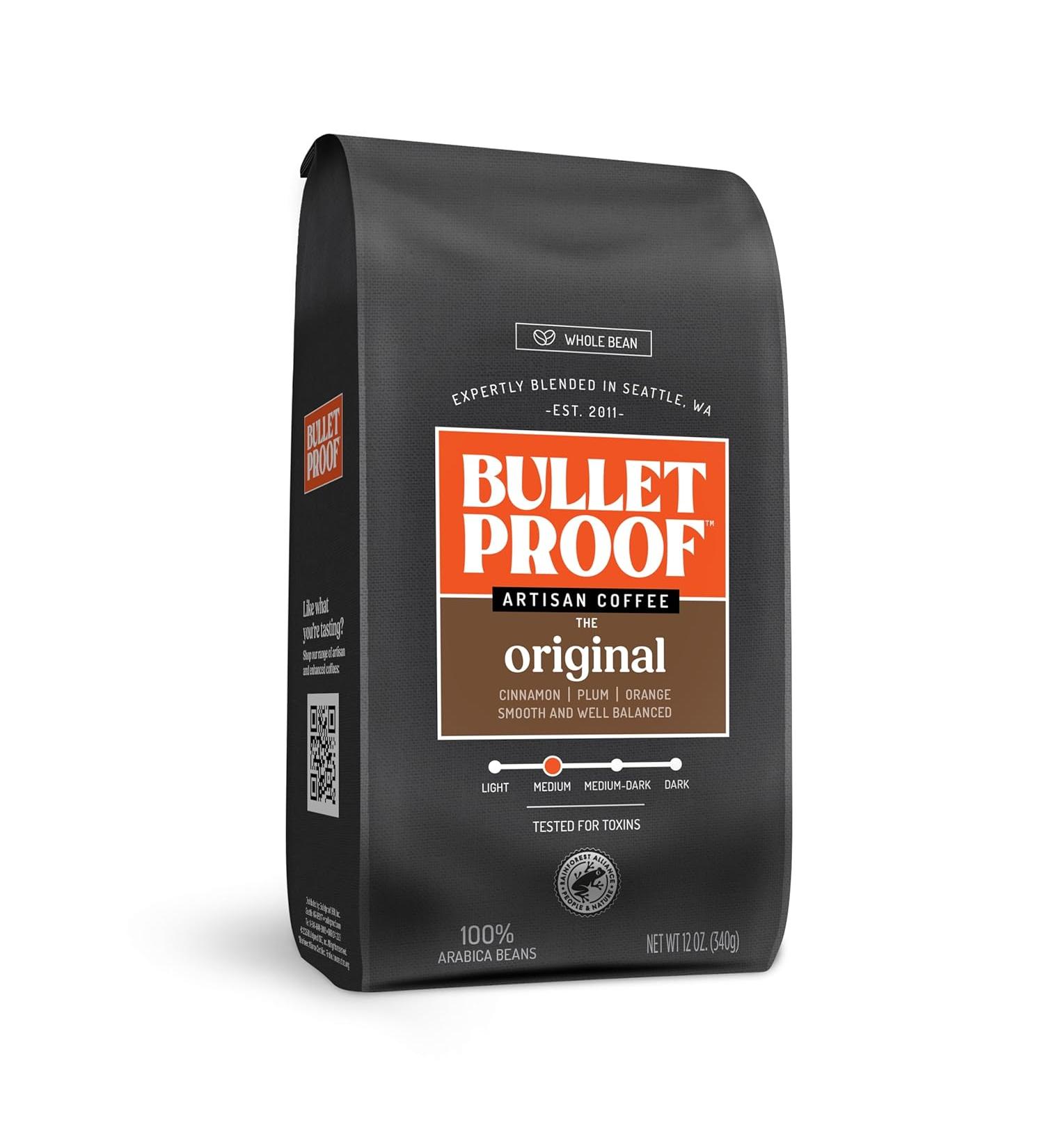 BulletProof Coffee Original Medium Roast Whole Bean 12 oz - Premium Quality Coffee - Buy Online on GoSupps.com
