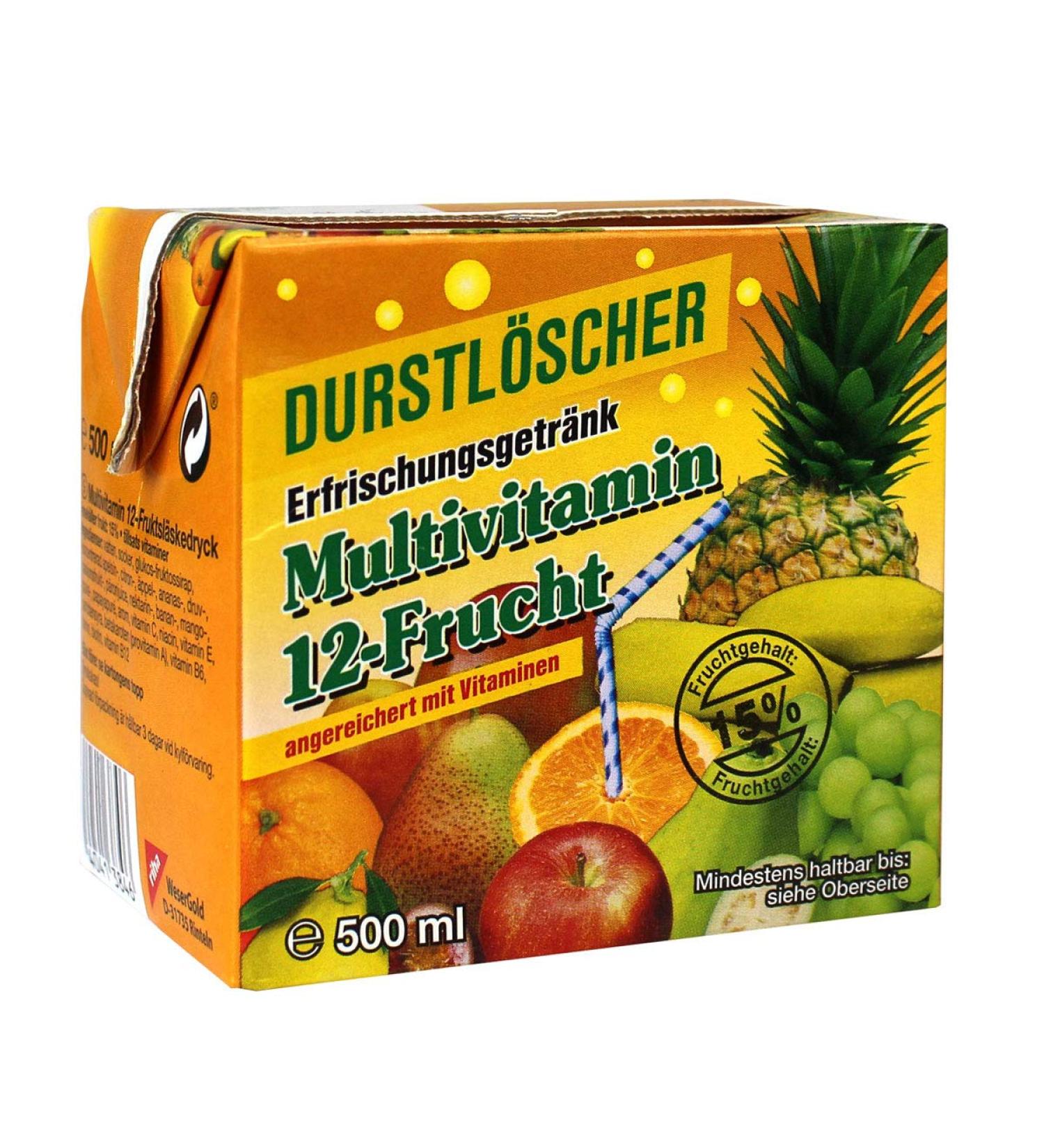 Durstl scher Durstl scher Multivitamins Pack of 24 Fruit Juice Drinks 500 ml