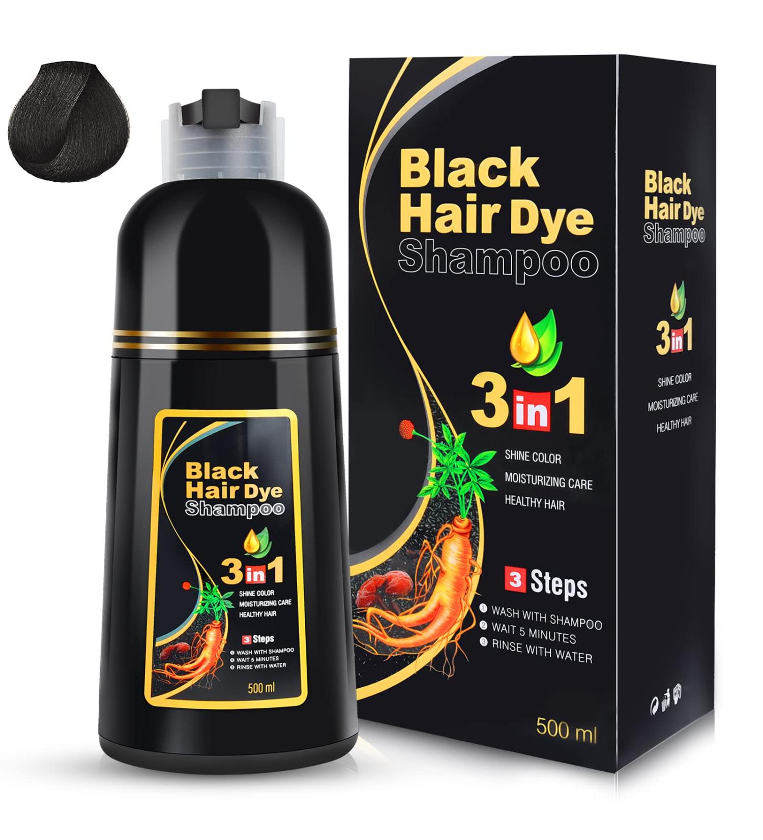 IIIMEIDU Herbal Hair Dye Shampoo 3 in 1 Black for Gray Hair Coverage 500ml - Buy Online on GoSupps.com
