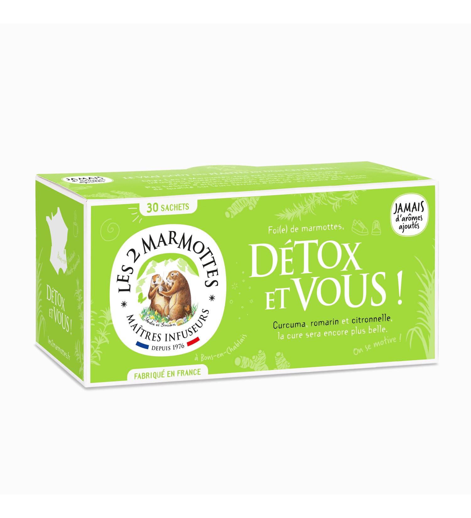 Les 2 Marmottes - Detox et Vous infusion 30 sachets - Turmeric, rosemary, and lemongrass - Wellness and Relaxation - For the