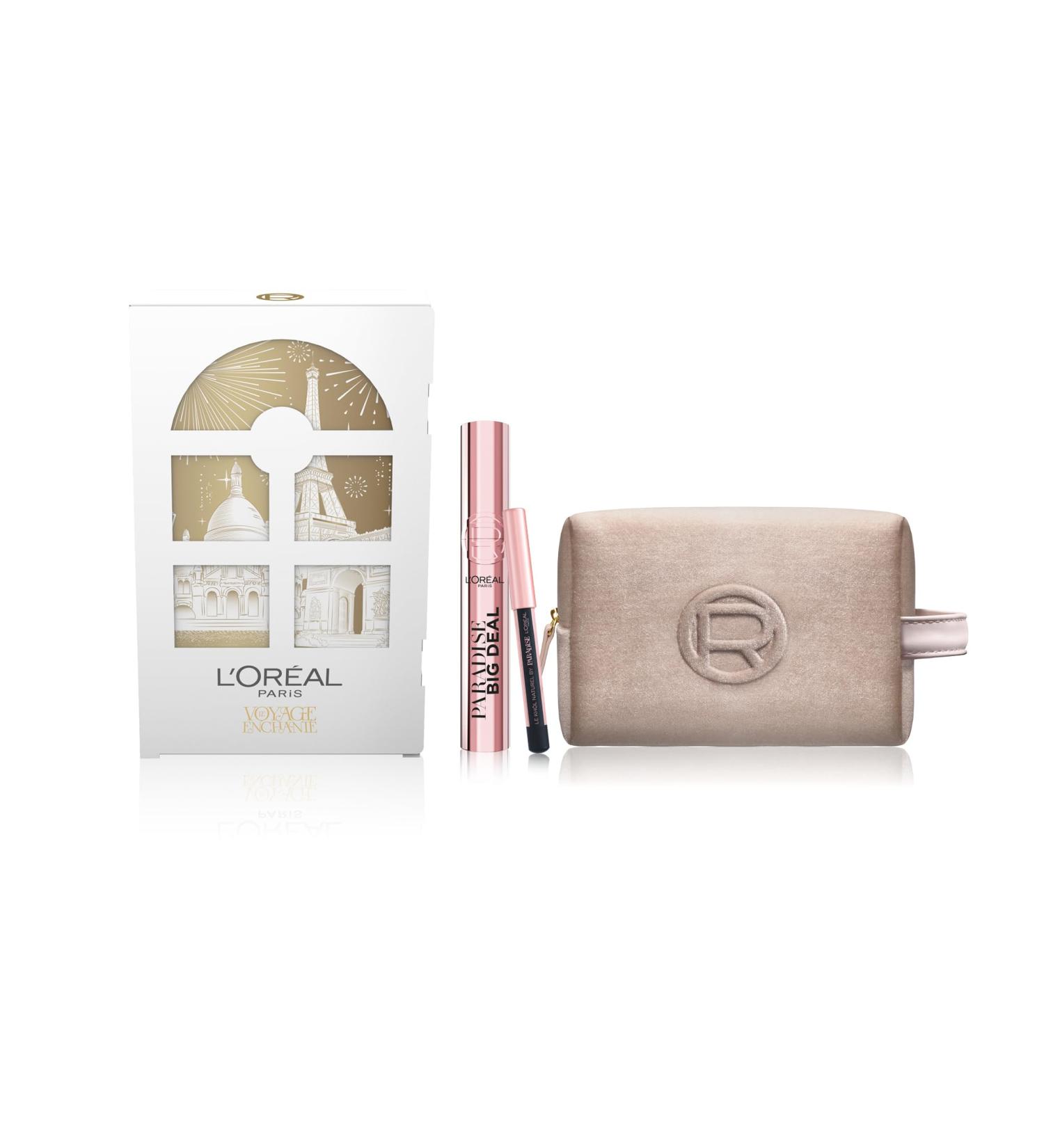  L'Oreal Paris L'Oreal Paris Big Deal Black Mascara Mini Eye Pencil Black Paradise Le Khol and Elegant Champagne Velvet Pouch - Buy Online on GoSupps.com