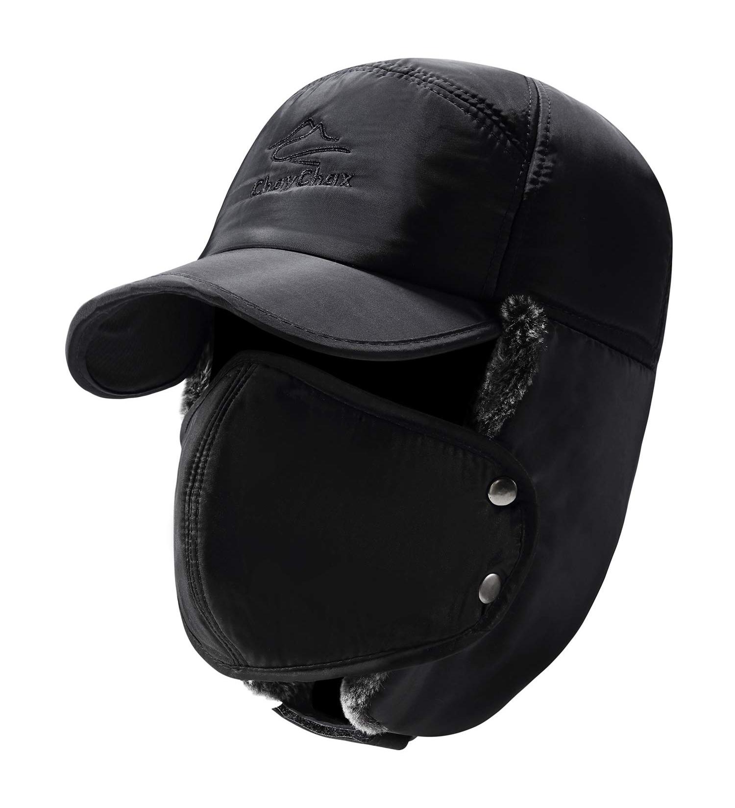 Trooper Trapper Hat - Unisex Winter Aviator Hat with Ear Flap and Faux Fur for Hunting - Black - Buy Online on GoSupps.com