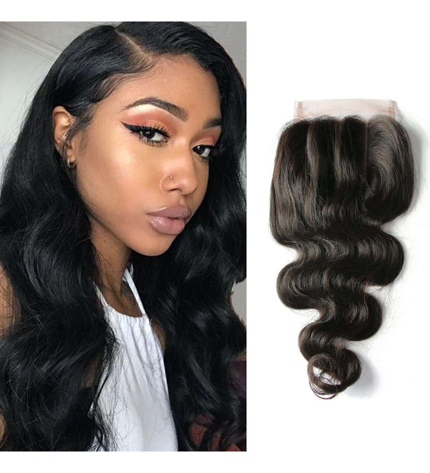 BLISSHAIR 3 Part Lace Closure Body Wave Brazilian Virgin Human Hair | 4X4 Top Closure with Baby Hair | 14 Inch | International Shipping - Buy Online on GoSupps.com
