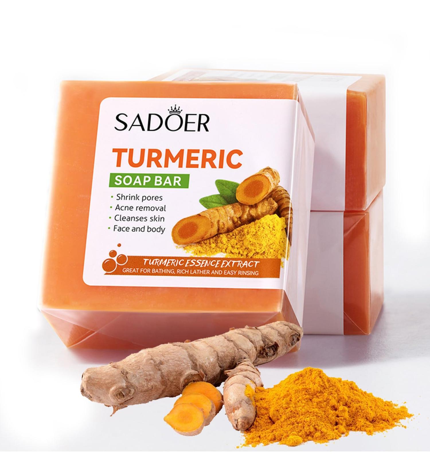 Turmeric Soap Bar Natural Antibacterial Soap for All Skin Types Improves Acne Dark Spots Hyperpigmentation Smooth Skin Friendly Organic Vegan & Cruelty Free Handmade Natural Soap for Face & Body - Buy Online on GoSupps.com