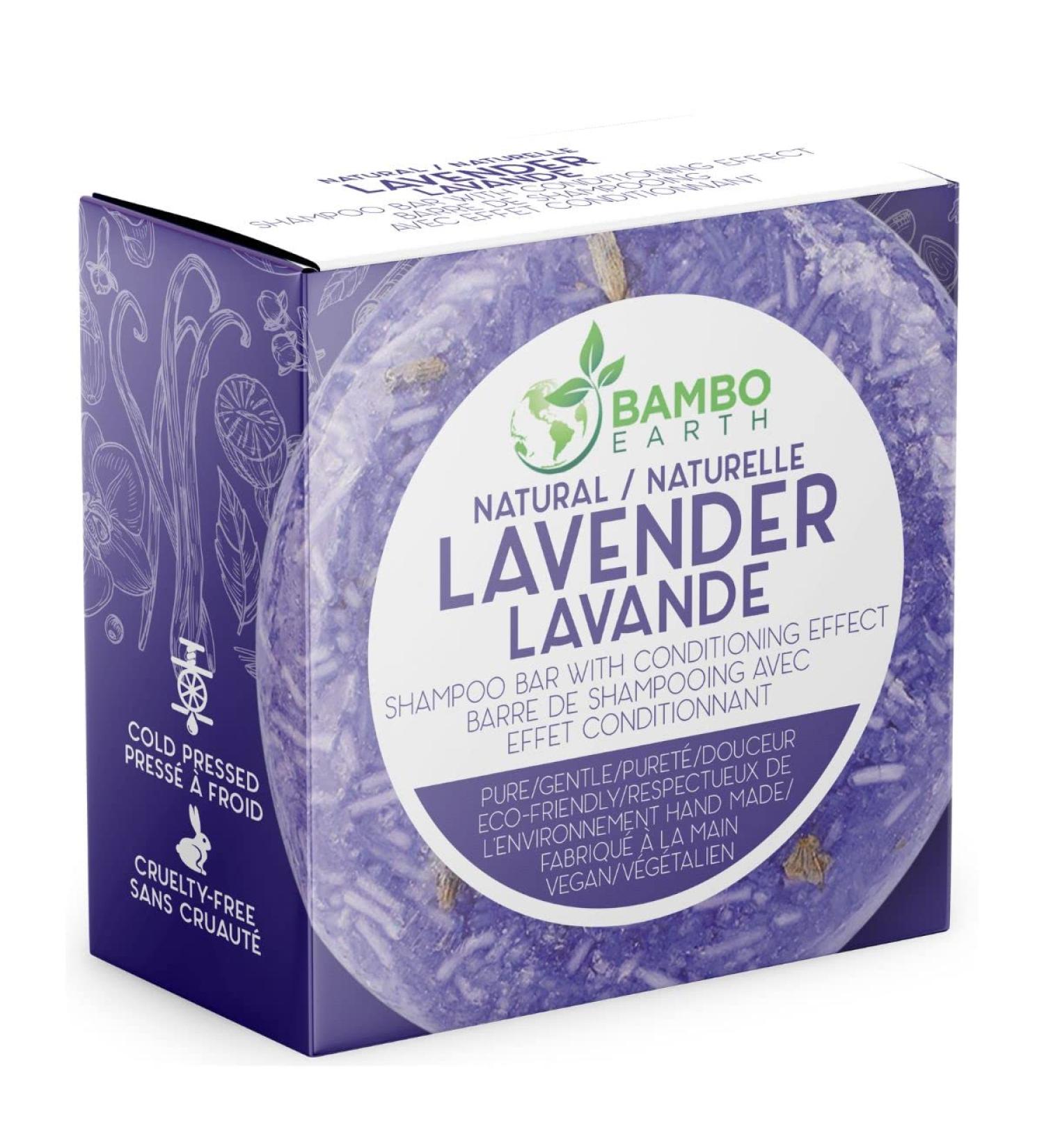 BAMBOEARTH Organic Lavender Solid Shampoo Bar & Conditioner Combo - Natural Plant Based Hair Soap with Zero Waste Packaging - Buy Online on GoSupps.com