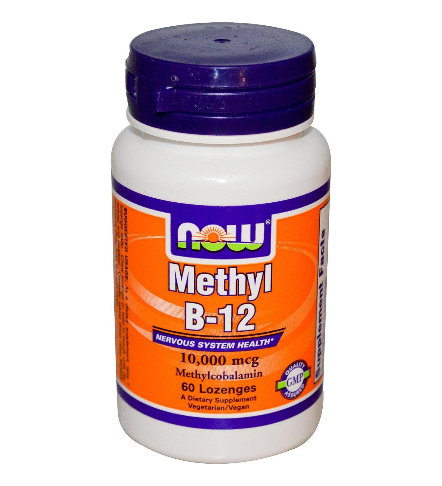 NOW Foods Methyl B12 - Extra Strength Methylcobalamin - 10 000 MCG (60 Lozenges)