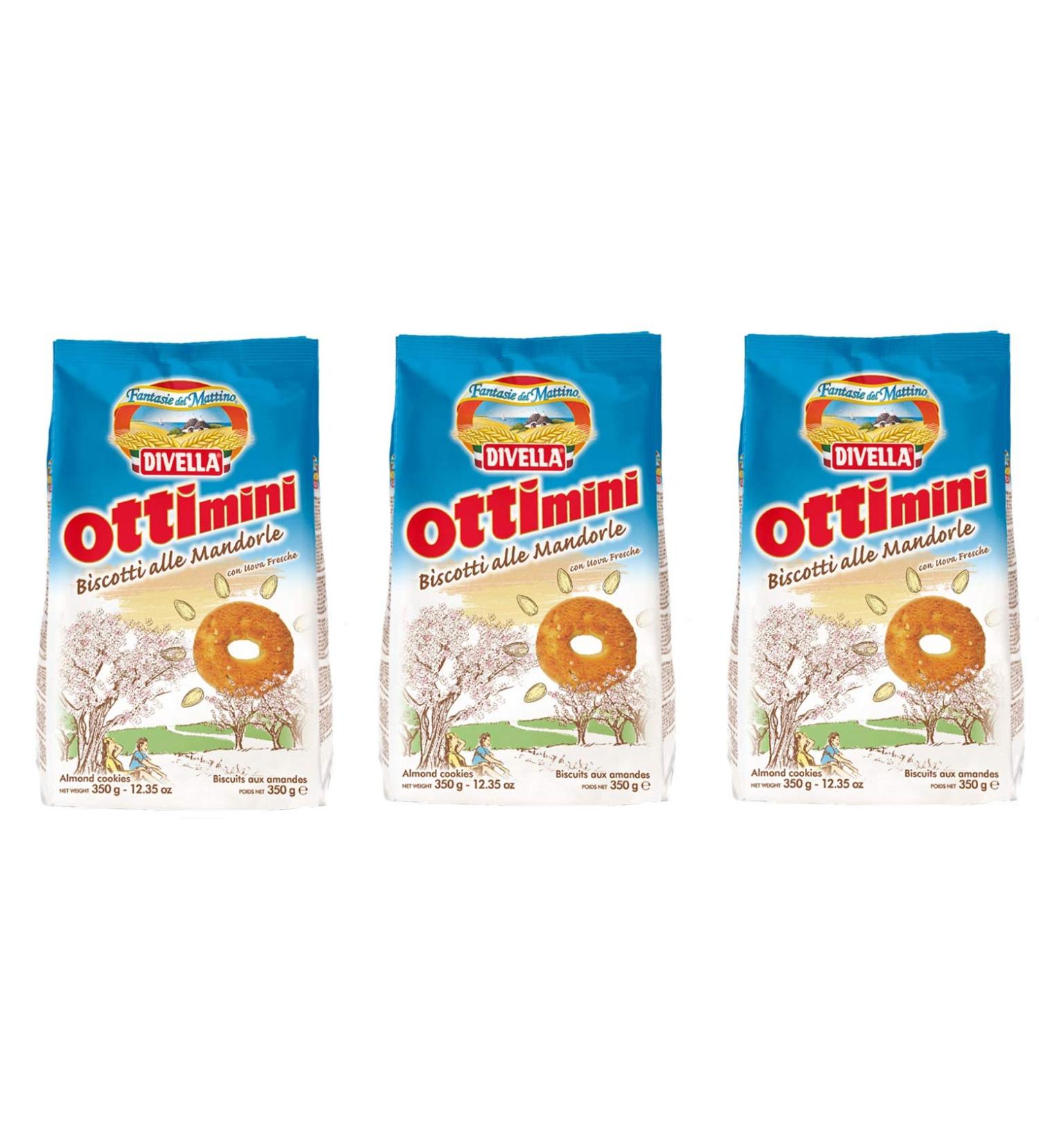 Divella Divella Ottimini Biscotti alle Mandorle Shortbread Biscuits with Chopped Almonds 350 g Set of 3