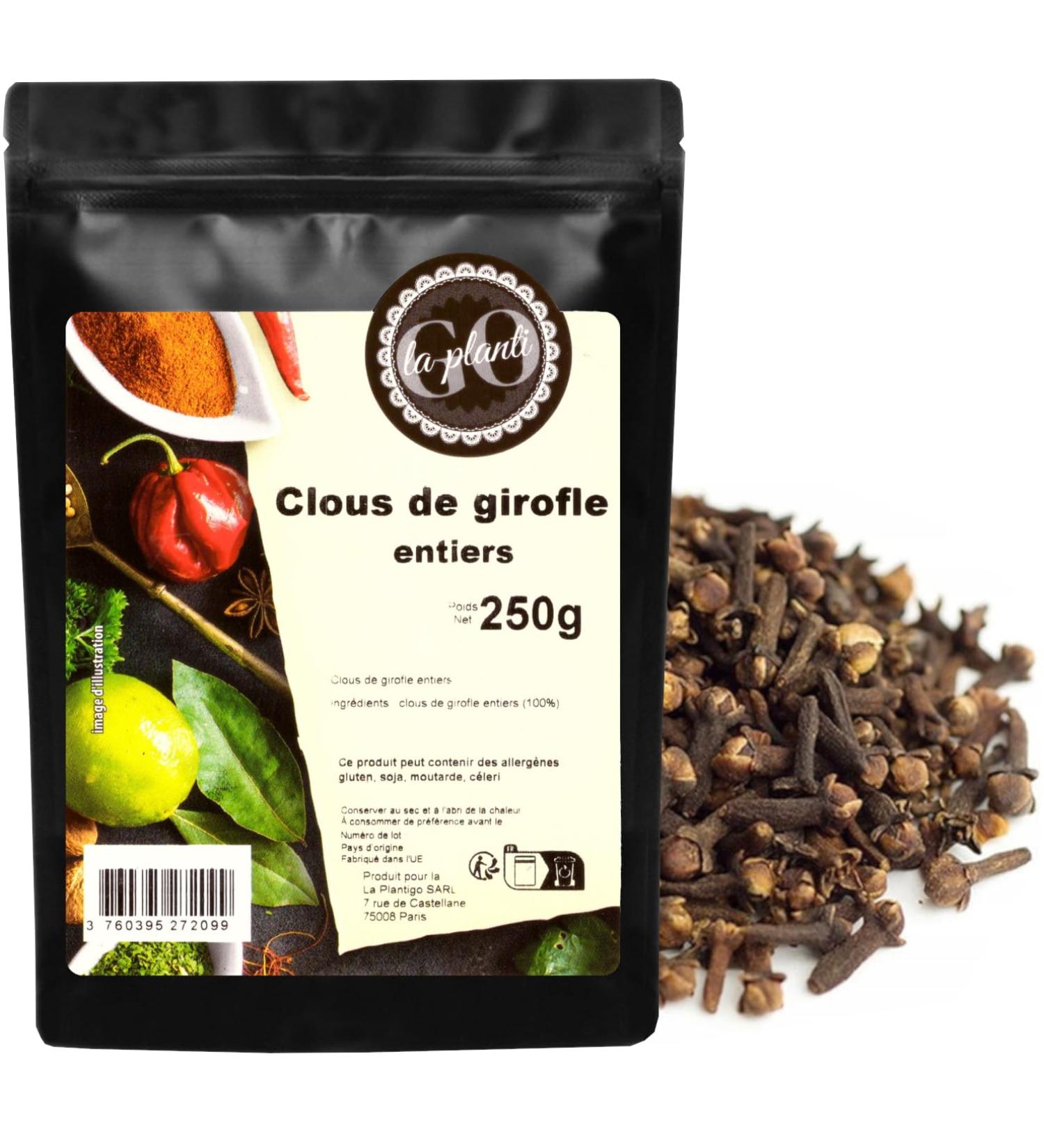 Whole Cloves 250 g - LA PLANTIGO A Tasty Choice Whole Cloves Superior Quality Intense Flavor Bag with Zip No Dyes No Ad - Buy Online on GoSupps.com