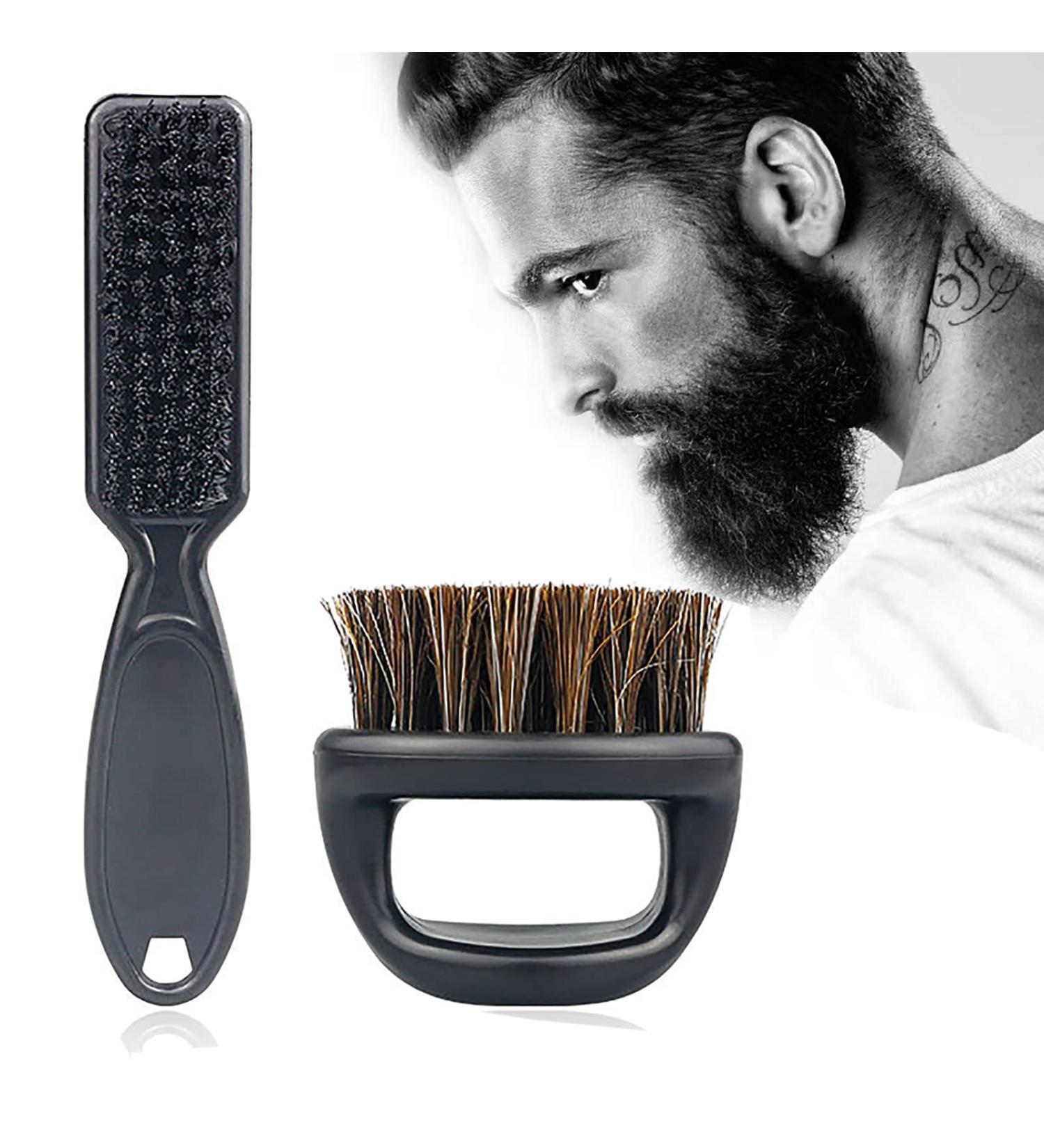 Professional Beard and Mustache Brush Set for Men - Hair Salon Tools for Shaving, Cleaning, and Styling - Black - Buy Online on GoSupps.com
