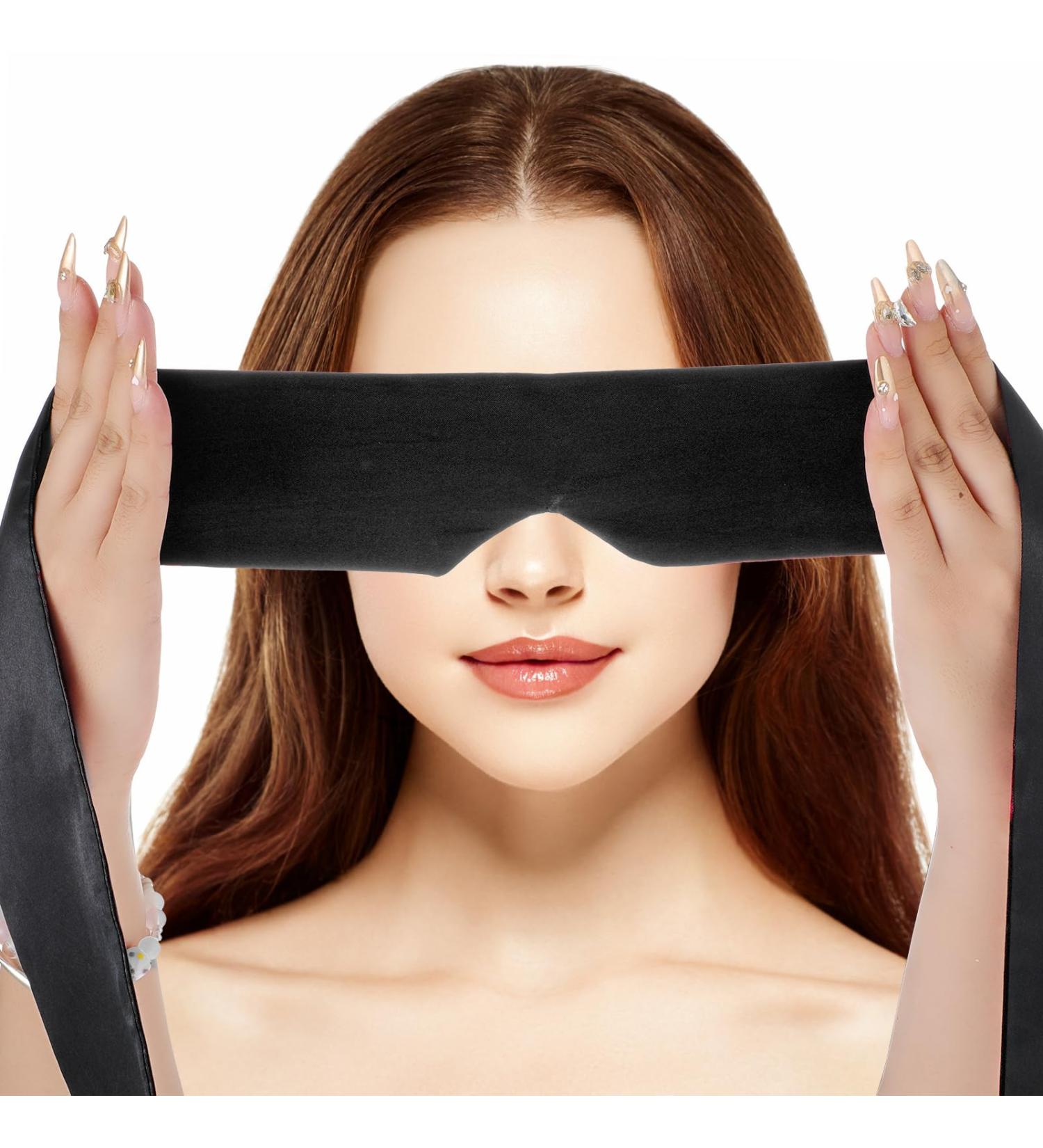 Buy Adjustable Satin Blind Eye Sleeping Mask for Women | Comfortable Sleep Travel & Meditation - Black - Buy Online on GoSupps.com