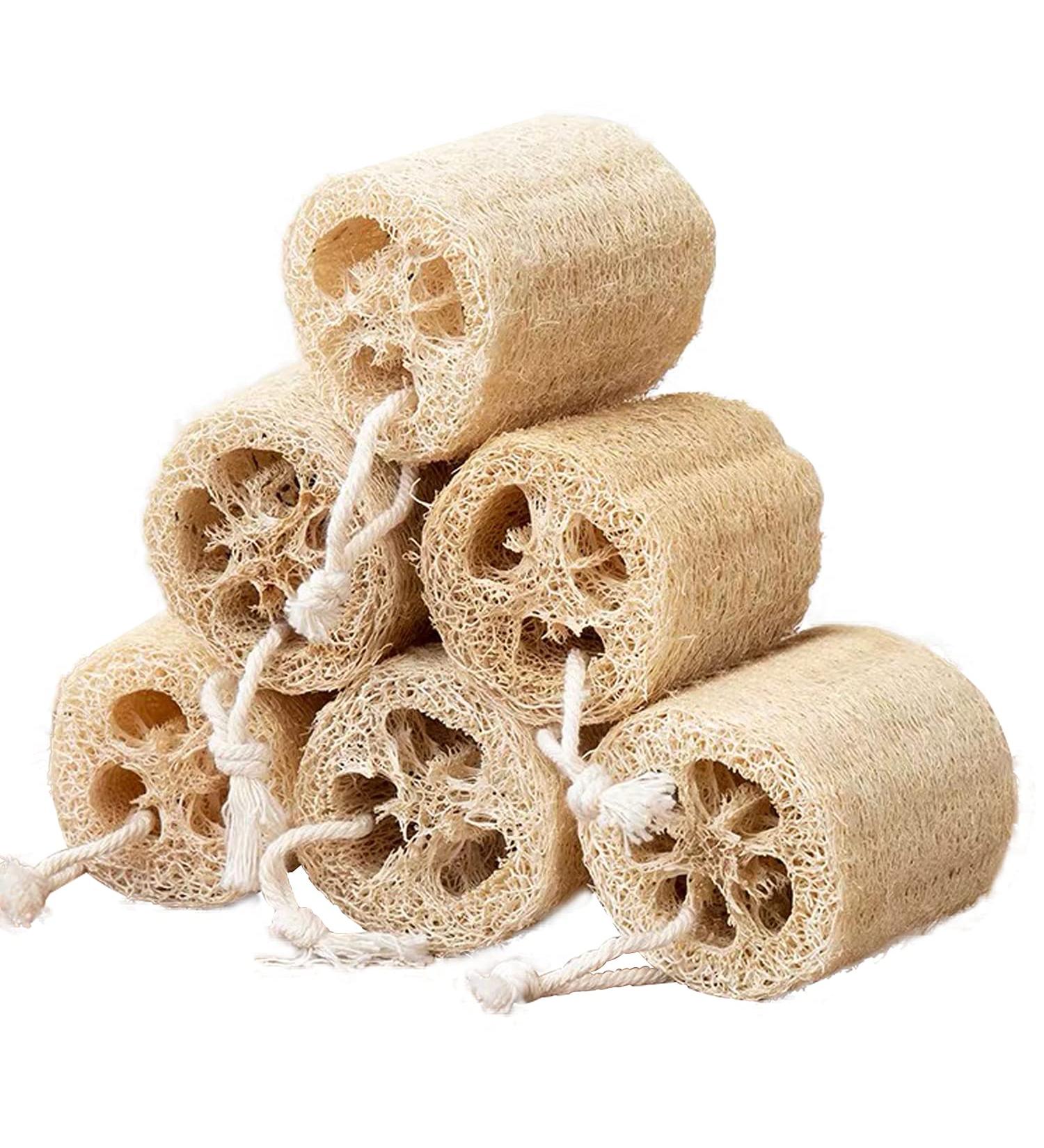 Natural Loofah Sponge Shower Exfoliating Bath Body Scrubber - 6pcs - Buy Online on GoSupps.com