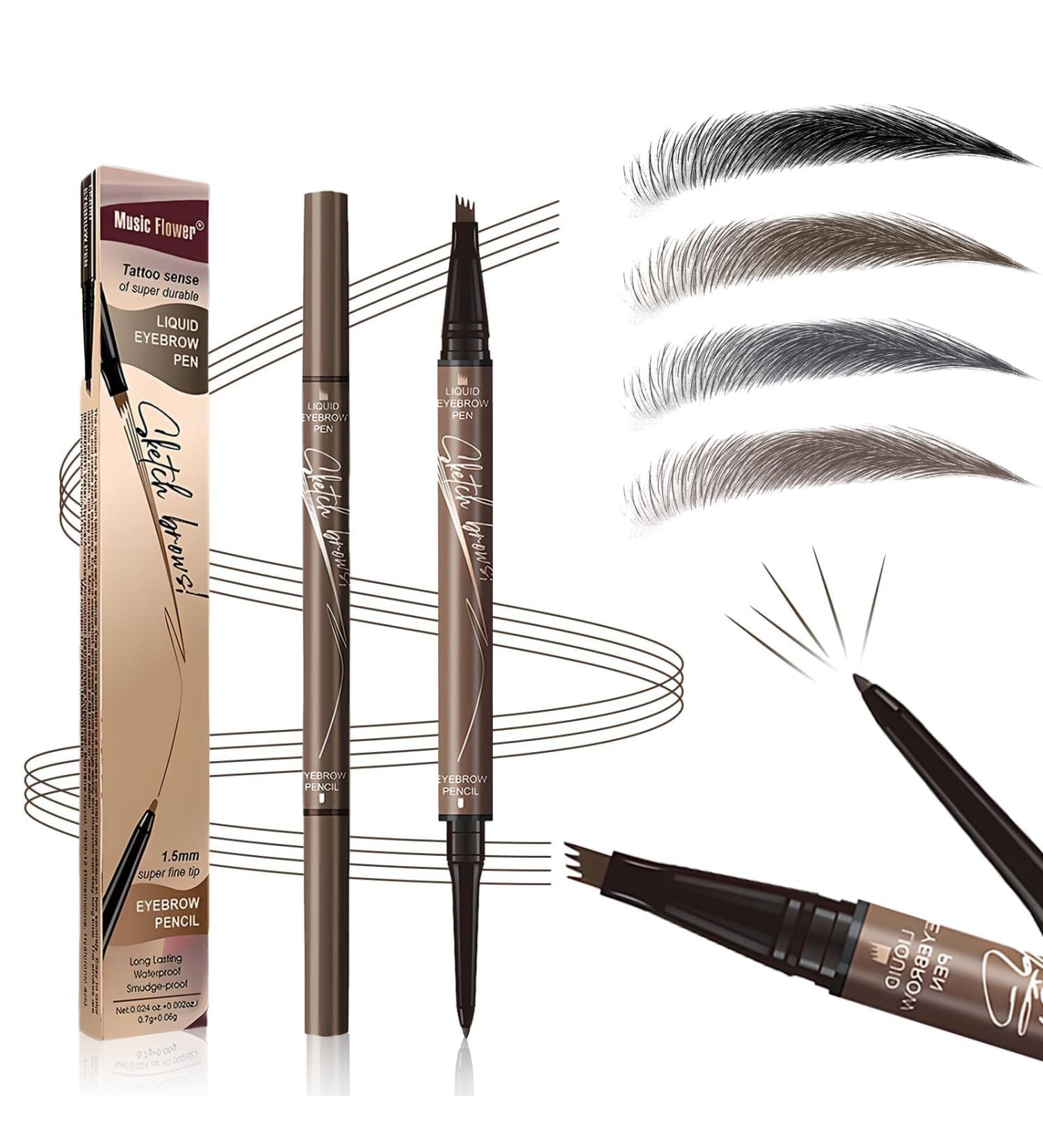 4-Tip Microblading Eyebrow Pen Waterproof Eyebrow Pencil Microblade Eyebrow Pens for Women Long-Lasting Magic Eye Brow Pencil with 4 Fork Tip for Makeup Cosmetics (brown) 2# Brown - Buy Online on GoSupps.com