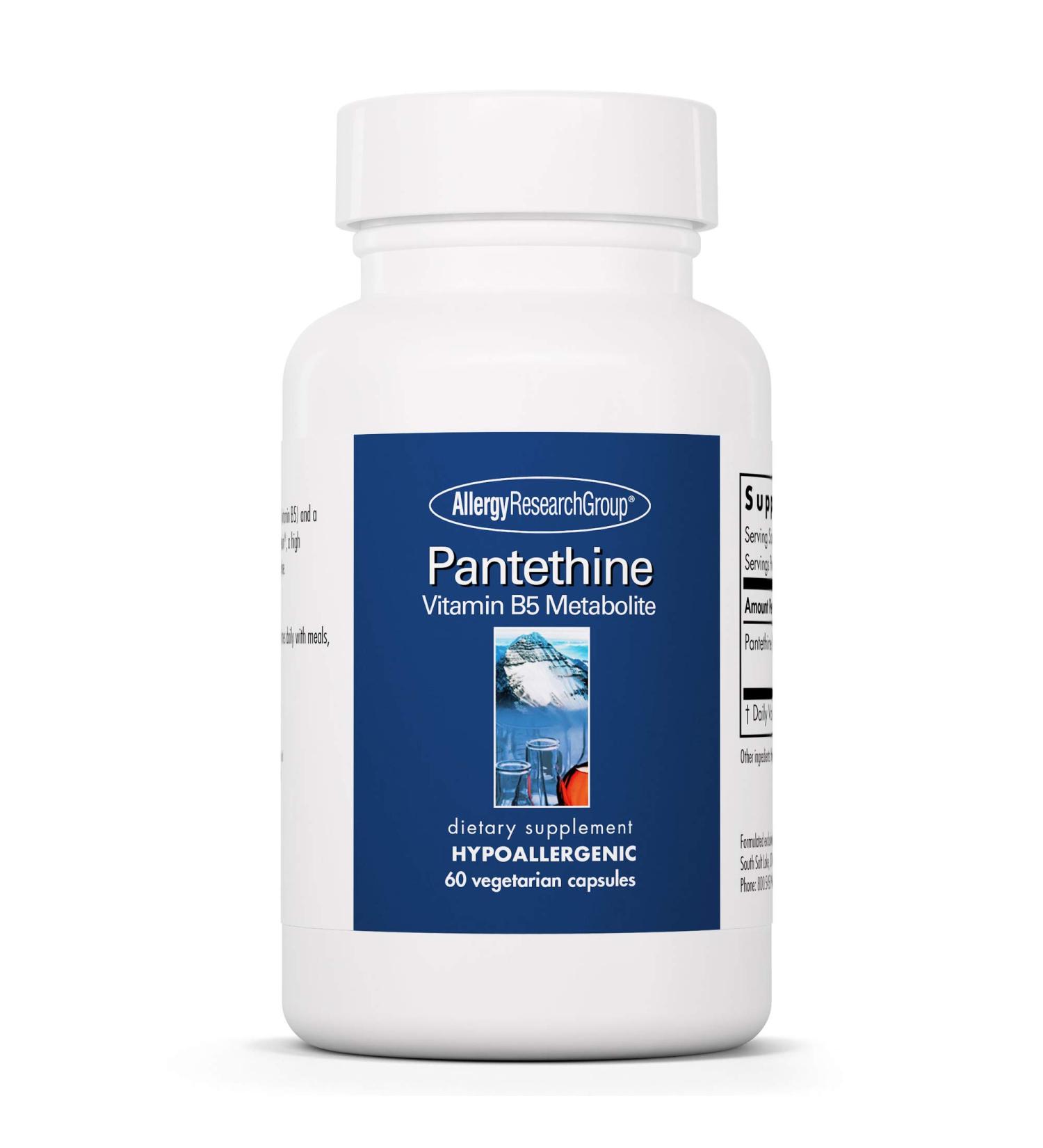Allergy Research Group Pantethine 60 Vegetarian Capsules - Vitamin B5 Metabolite for Cellular Energy - Buy Online on GoSupps.com