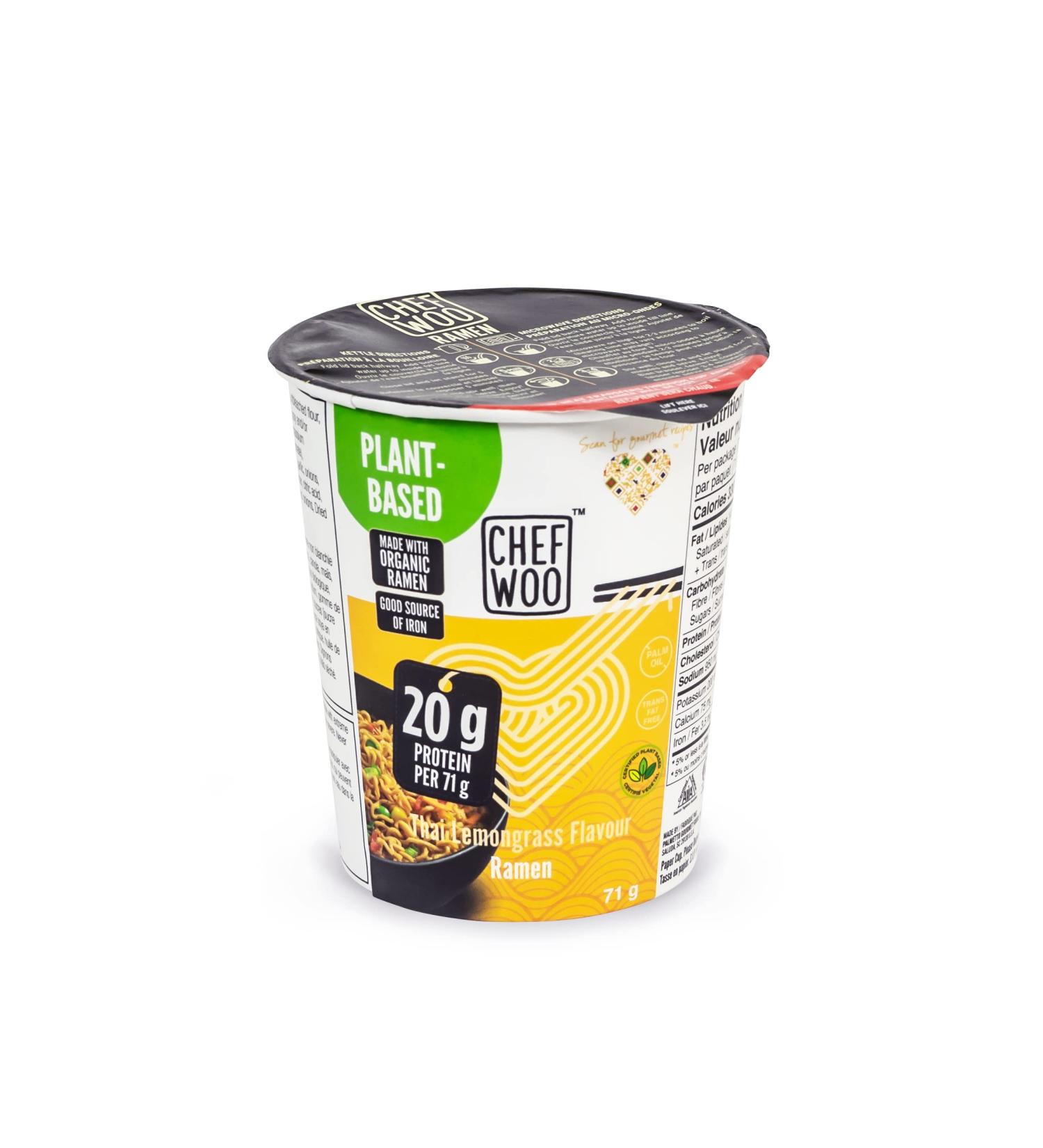 CHEF WOO THAI LEMONGRASS RAMEN NOODLES (Pack of 12) | Made with Organic Ramen Noodles | Plant Based Protein | Certified Vegetarian Vegan Kosher Halal | Made with better for you ingredients| Amazing flavour - Buy Online on GoSupps.com