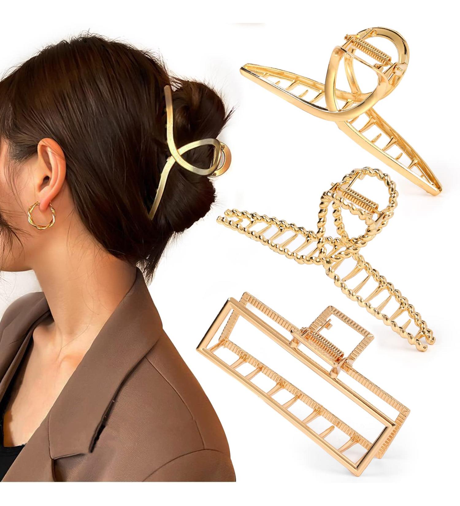 Meiyahi 3 PCS Metal Large Hair Claw Clips for Thick Heavy Hair - Strong Hold Non-Slip Barrette Jaw Clamp - Fashion Hair Styling Accessories for Women and Girls - Buy Online on GoSupps.com