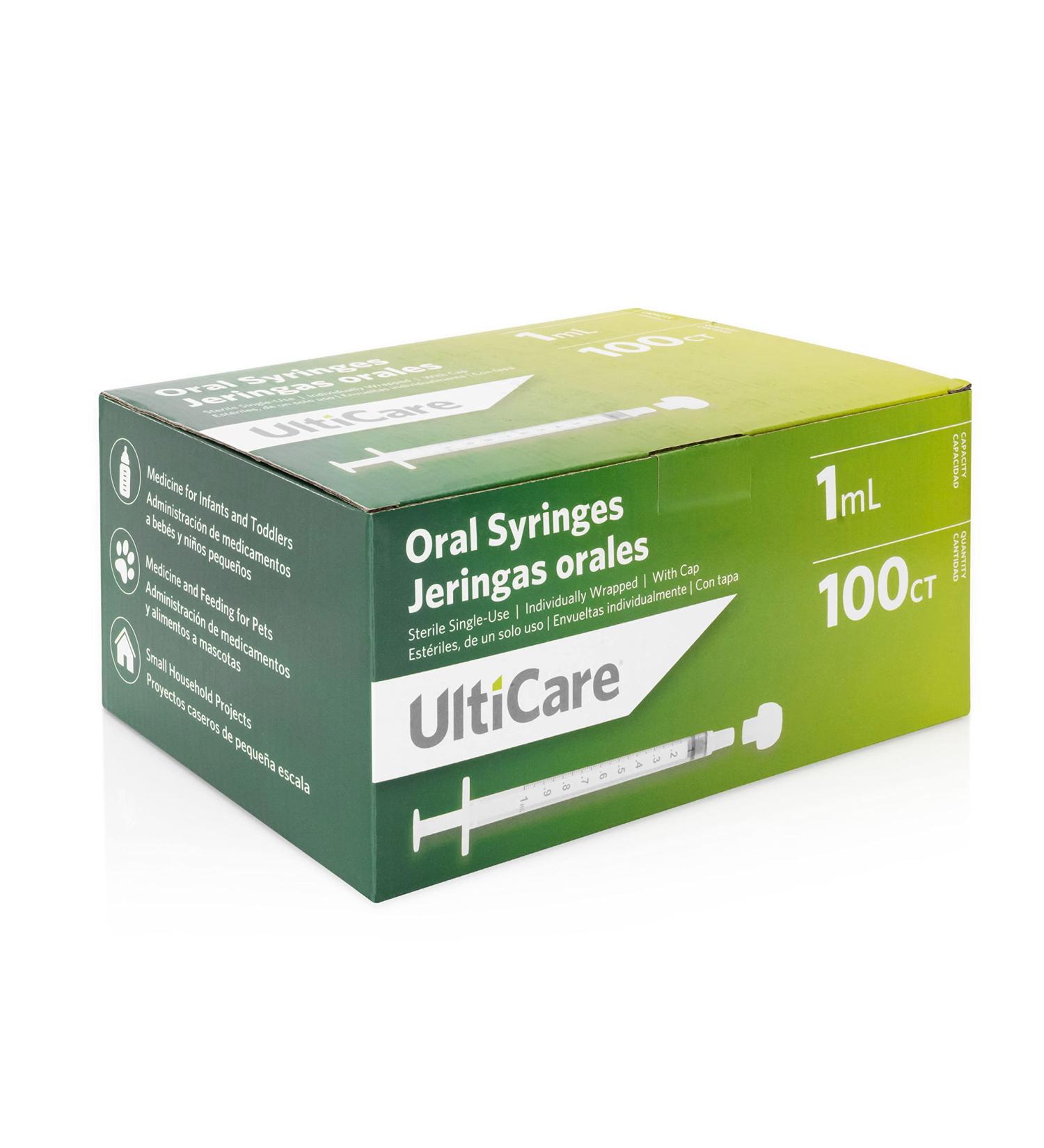 UltiCare 1mL Oral Syringe - Oral Administration for Infants, Toddlers, Pets - 100 Count - Buy Online on GoSupps.com