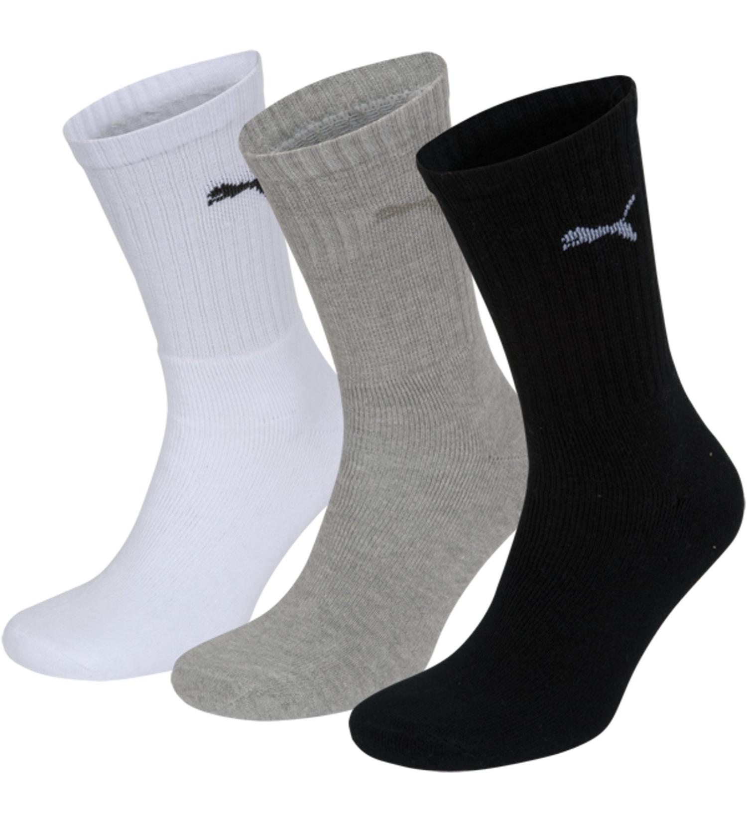 Puma Socks Quarter 3P 43-46 White / Grey / Black
