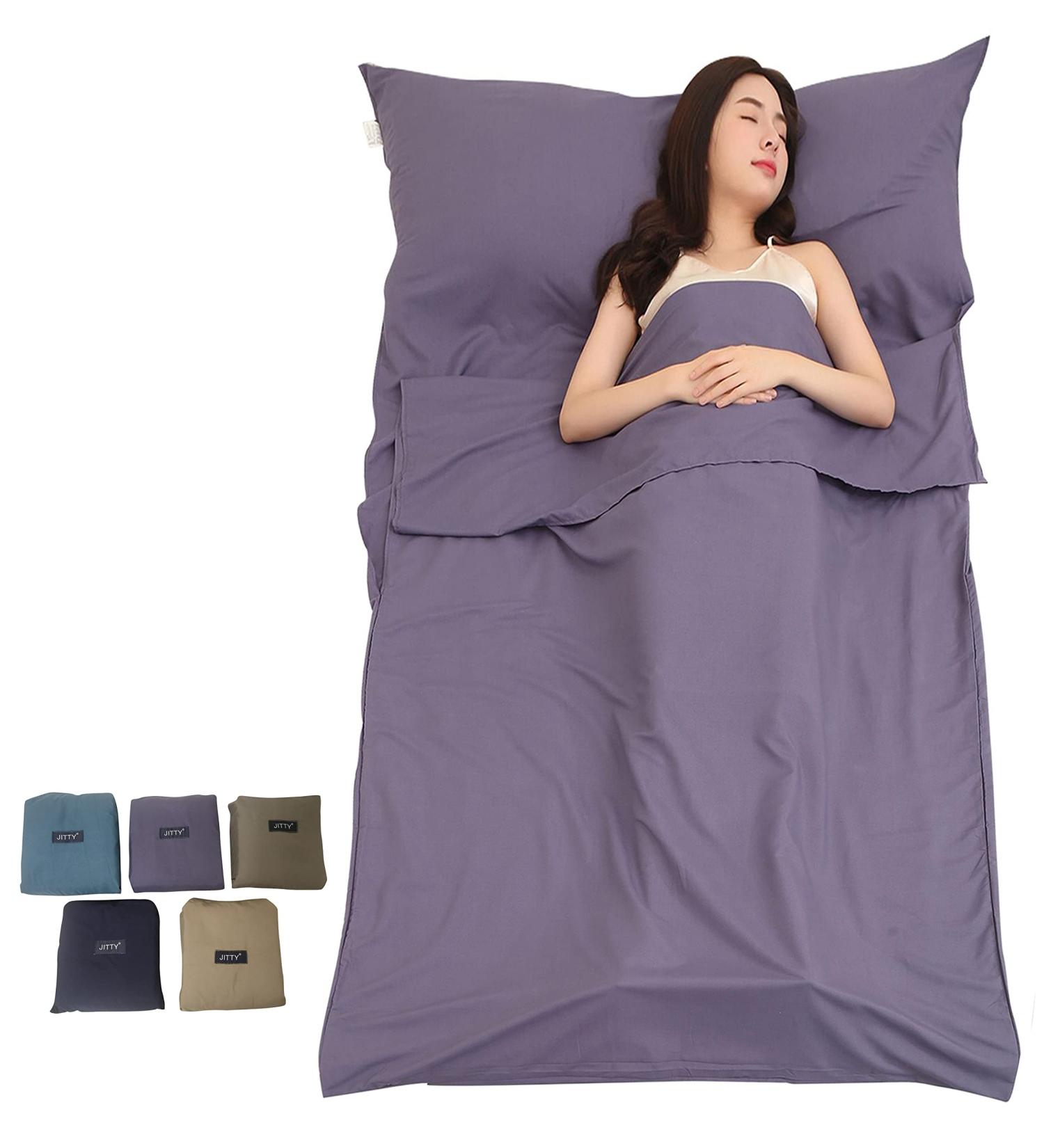 JITTY Sleeping Bag Liner 83x45 - Travel Sheet for Camping, Backpacking, and Hiking | Grey Blue - Ideal for Business Trips, Mountain Climbing, Hostels, and Train Travel - Buy Online on GoSupps.com