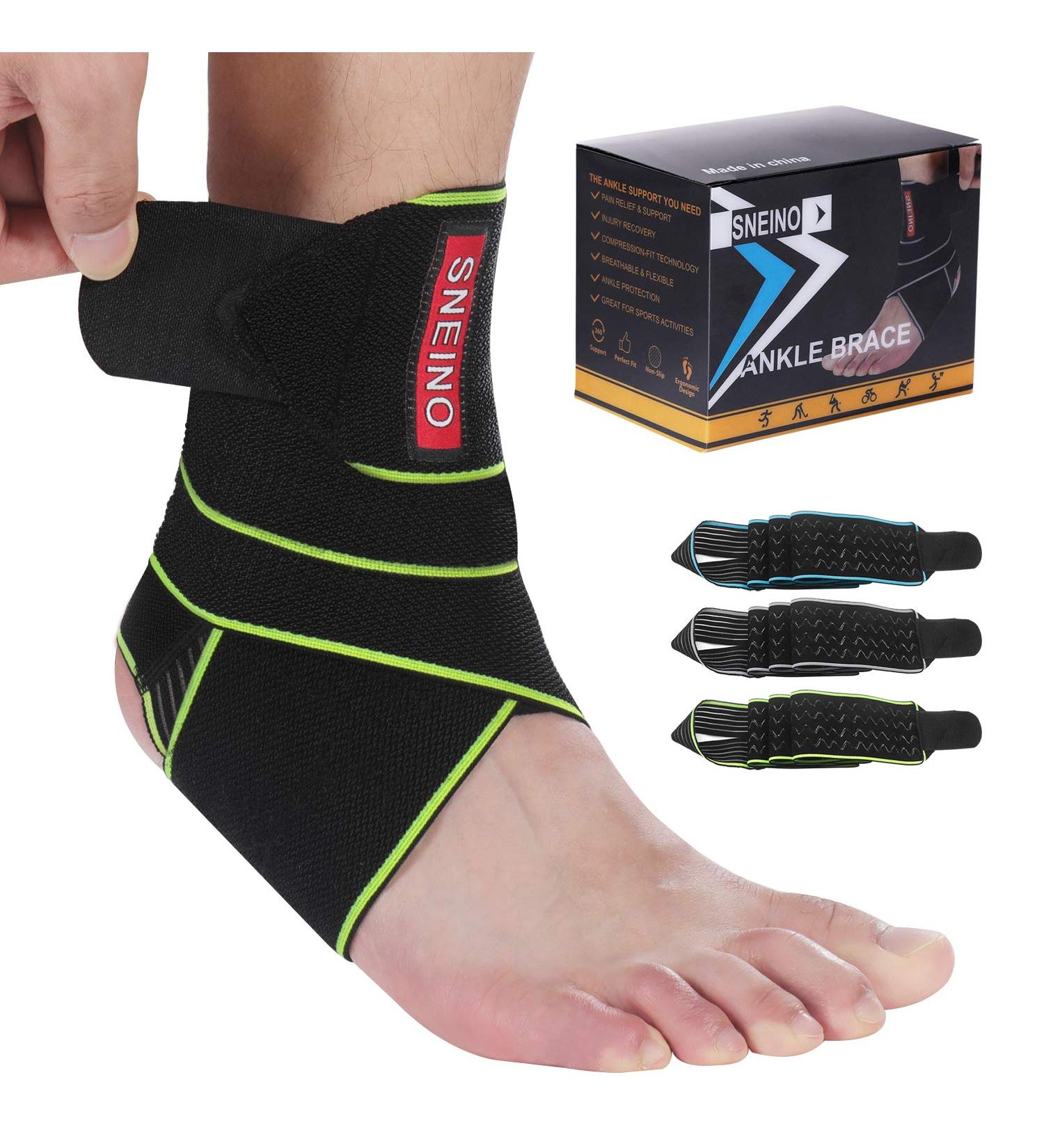 SNEINO Ankle Brace for Women & Men - Adjustable Ankle Stabilizer for Basketball, Running, Achilles, Joint Pain Relief - Green (1 Pack) - Buy Online on GoSupps.com