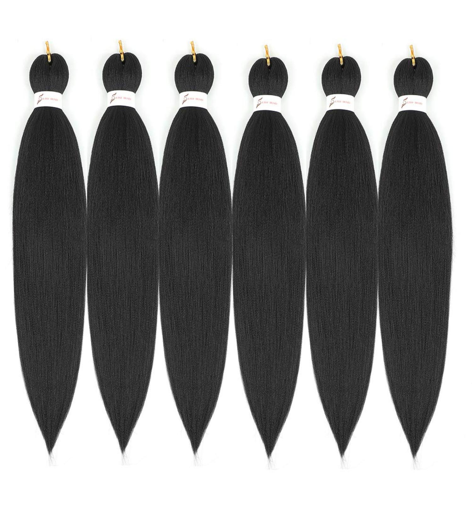 Pre-Stretched Braiding Hair Extensions Synthetic Crochet Braids Yaki Texture 26 Inch 6 Packs Full Head Hot Water Setting Professional Twist Braid Hair (26inch #1B) 26inch #1b - Buy Online on GoSupps.com