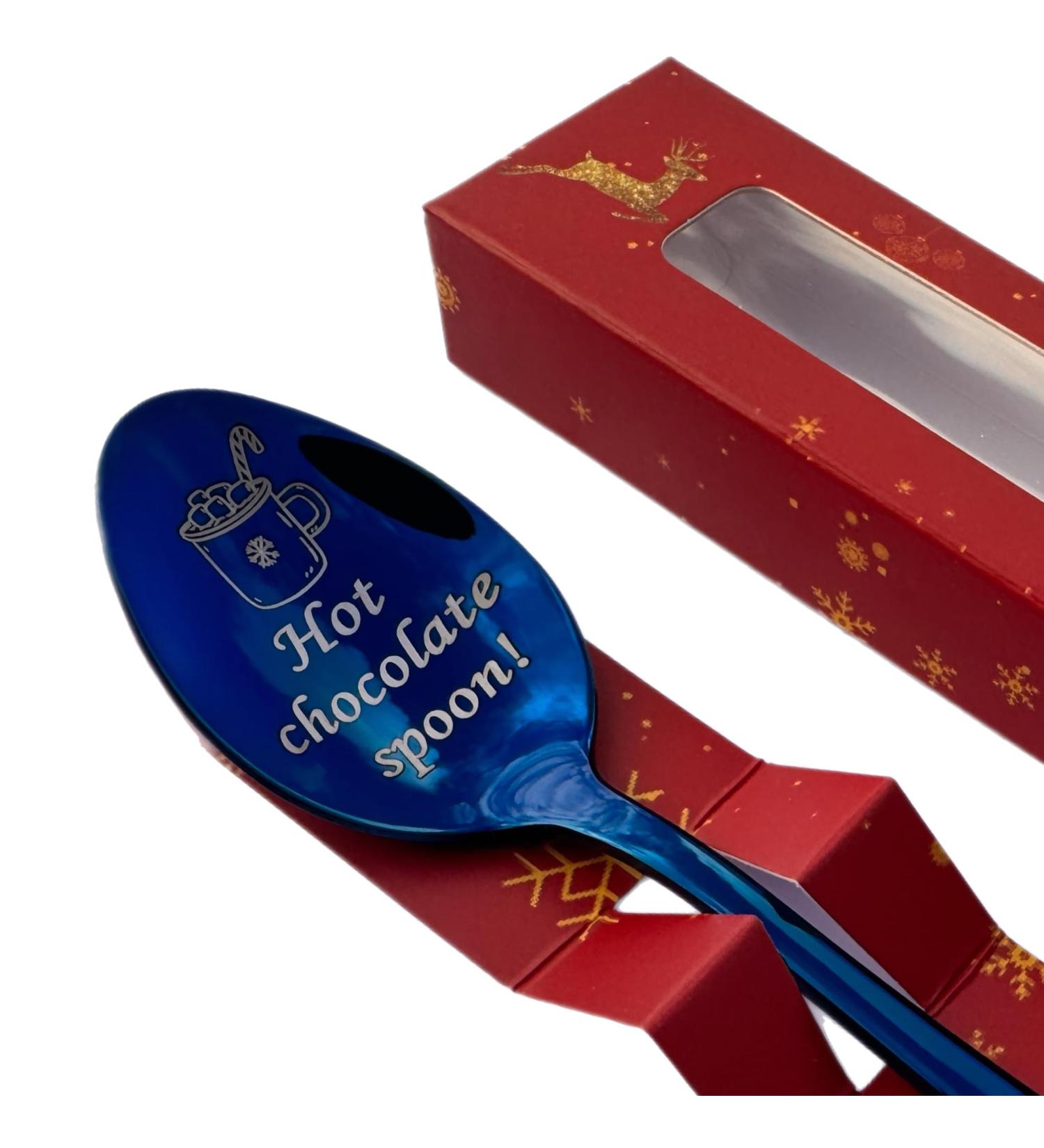 Premium Hot Chocolate Spoon with Christmas 2023 Gift Box - 15cm Size - Available in Silver Gold Rose Gold Black Blue Rainbow and Purple - Holiday xnas Gift - Buy Online on GoSupps.com