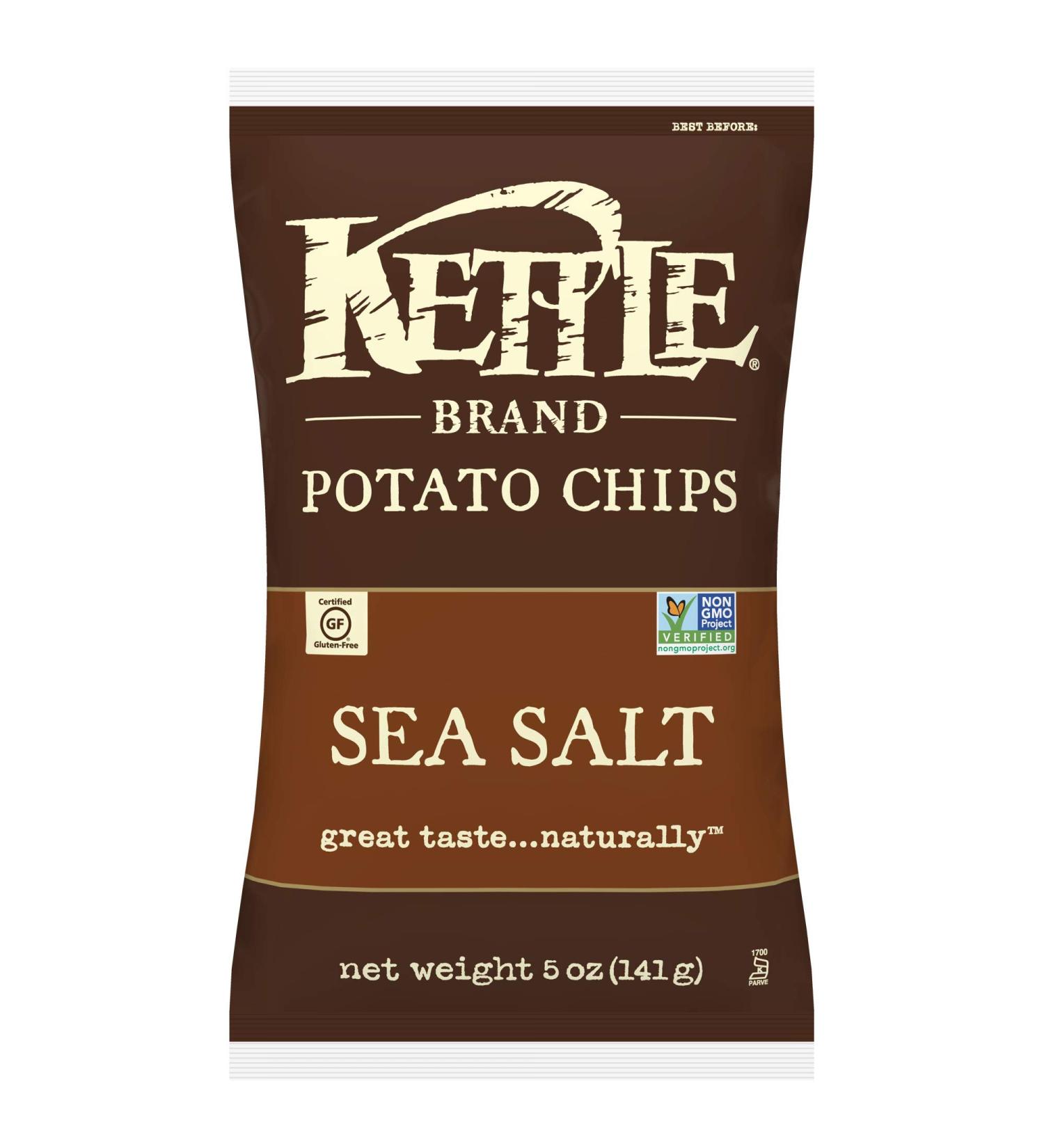 Kettle Foods Sea Salt Potato Chips 5 oz - Crispy & Flavorful Snack - Buy Online on GoSupps.com