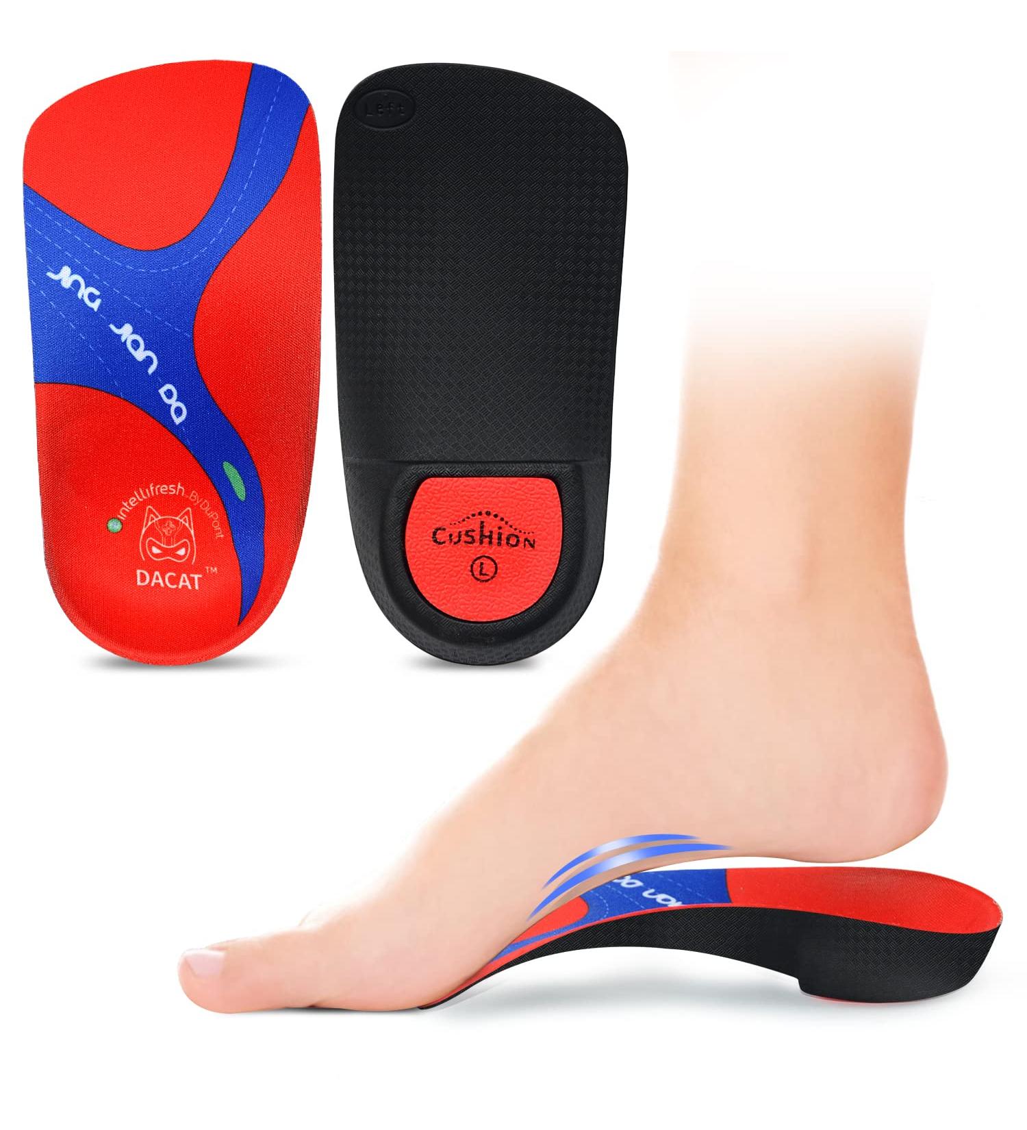 3/4 Plantar Fasciitis Orthopedic Shoe Inserts for Flat Feet & Heel Spur - Pain Relief Insoles for Men & Women - Red XL (EU46-49) - Buy Online on GoSupps.com