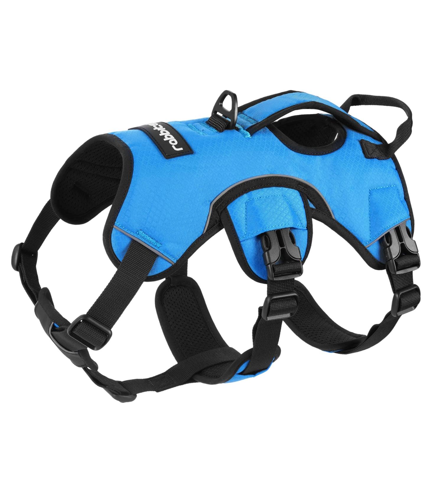 Rabbitgoo Break-Proof Dog Harness for Medium Dogs - Adjustable Breathable Padded Vest with Handle - Safe & Comfortable Blue L - Buy Online on GoSupps.com