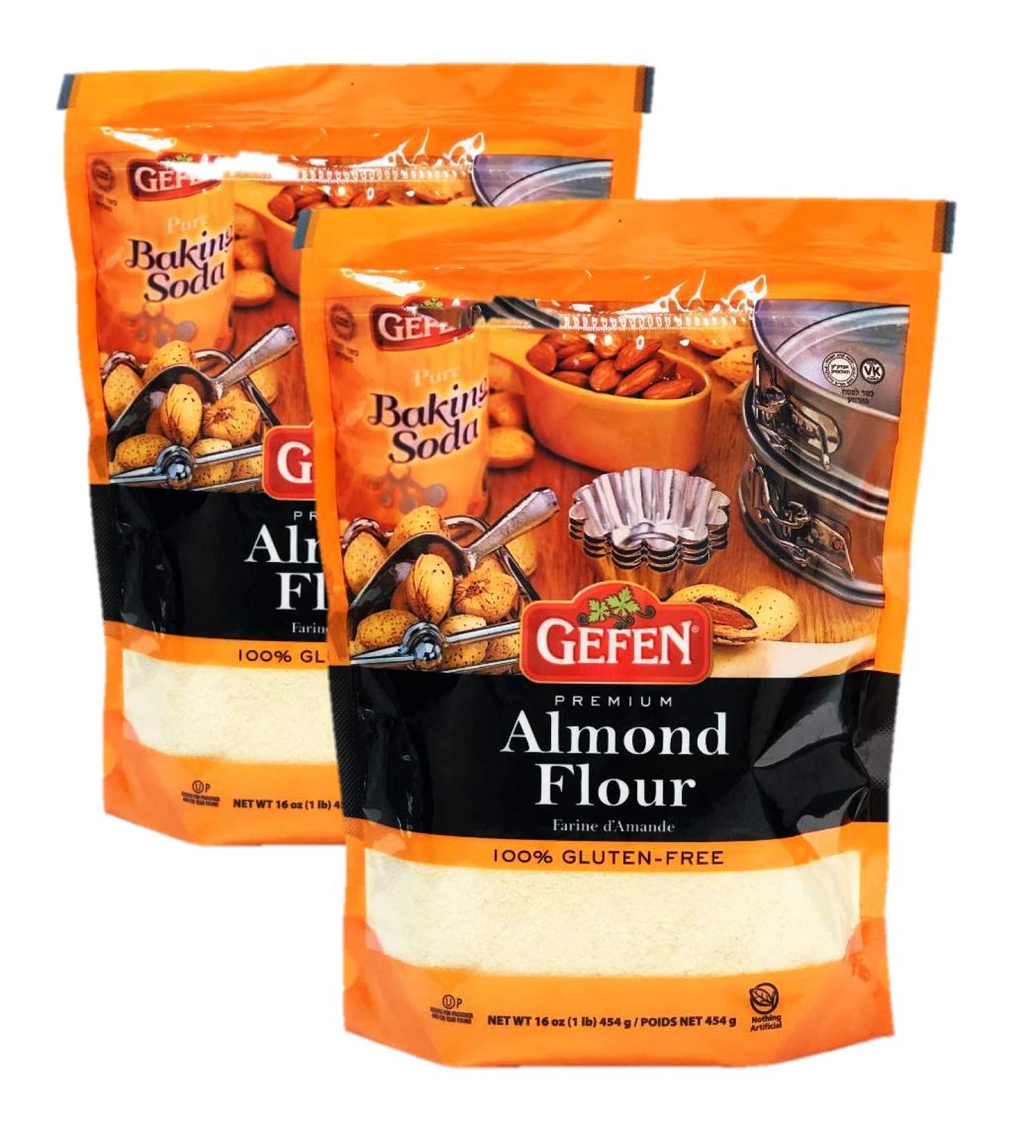 Gefen Blanched Almond Flour 16oz (2 Pack) - Gluten Free, Vegan, Kosher - 100% Almonds - Resealable Zip Bag - Buy Online on GoSupps.com
