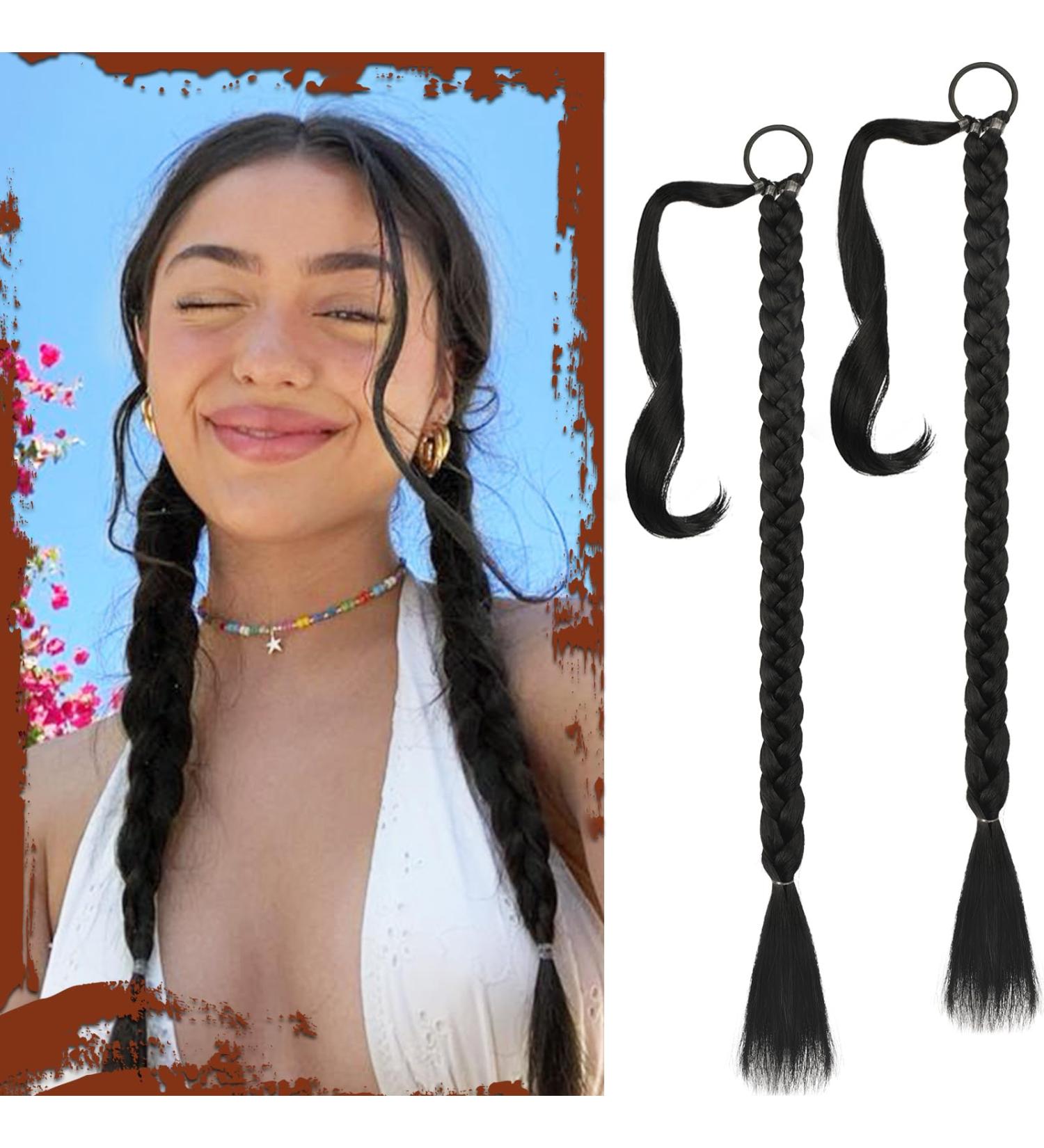 Sofeiyan Long Braid Ponytail Extension with Hair Tie Straight Sleek Wrap Around Hair Extensions Braid Pony Tail Fluffy Natural Soft Synthetic Hairpieces for Women Daily Wear 2Pcs 30 inch-Black 30 Inch (Pack of 2) Black - Buy Online on GoSupps.com