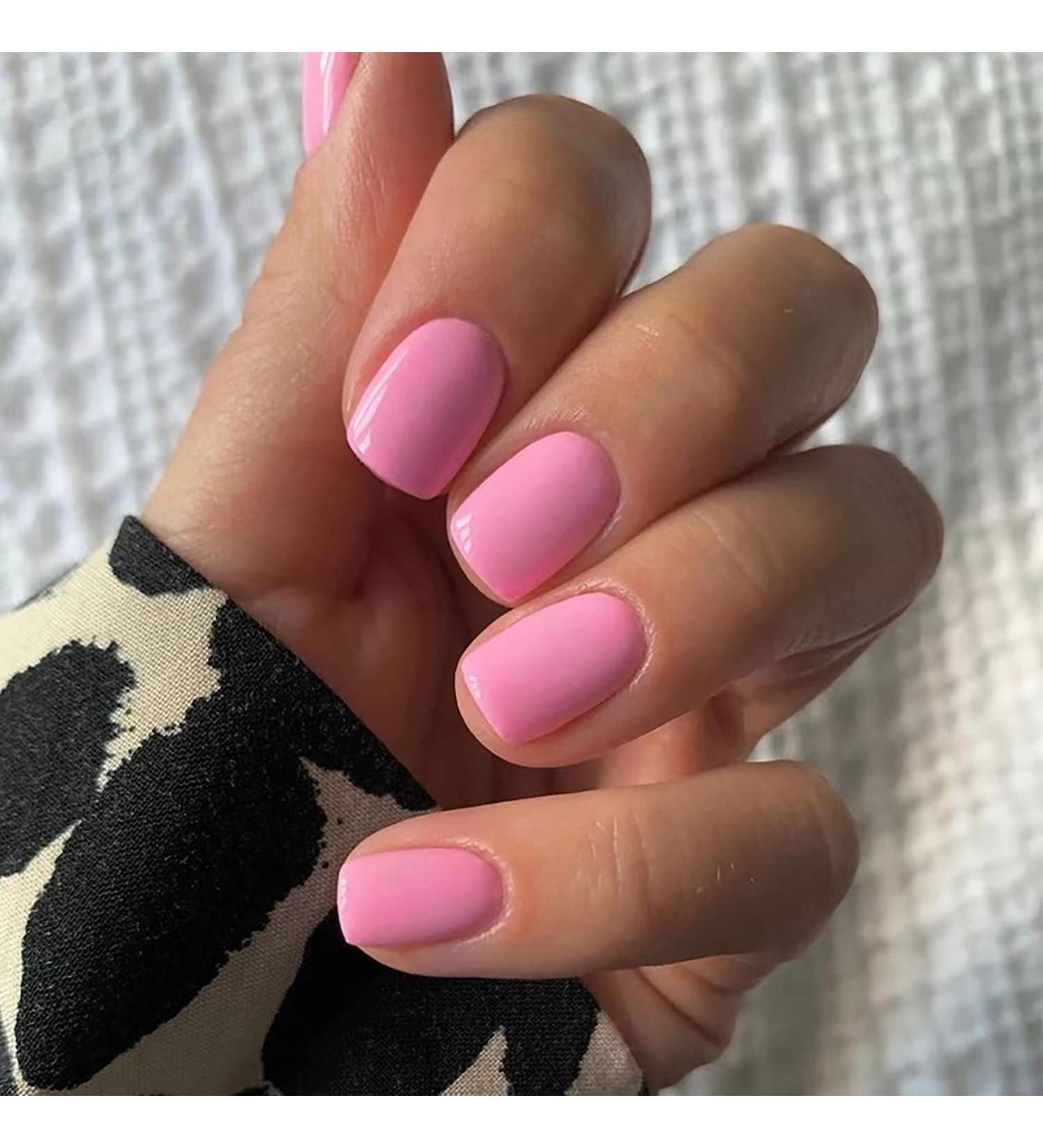 SQUARE Barbie Pink Press On Nails - Extra Short Glossy Nude Acrylic False Nails for Women & Girls - Full Cover Stick On Nails - Manicure Art Decorations - Light Pink (24 Pack) - Buy Online on GoSupps.com