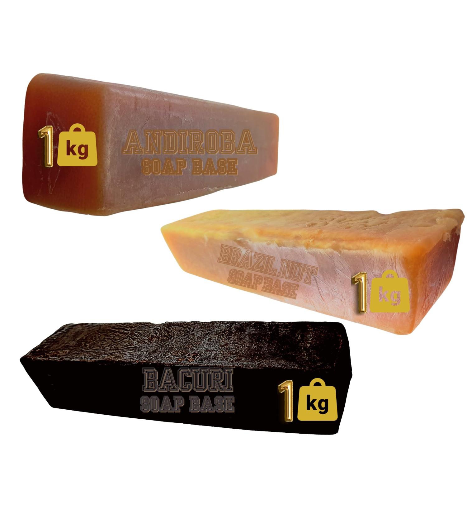 Nativilis Amazonian Soap Base 3KG - ANDIROBA 1KG - BACURI 1KG - BRAZIL NUT 1KG - Natural Vegan Face Skin Body Moisturises No Chemicals Additives Colours or Lauryl - Melt and Pour Copaiba Benefits - Buy Online on GoSupps.com