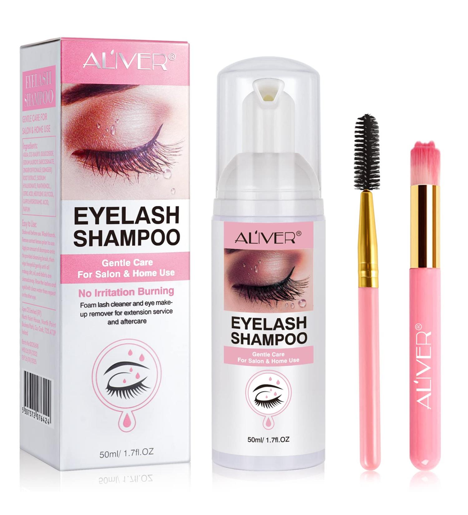 Eyelash Shampoo Foam Cleanser with Brush | 50ml Eyelash Cleaner for Extensions | Makeup Residue Removal - Buy Online on GoSupps.com