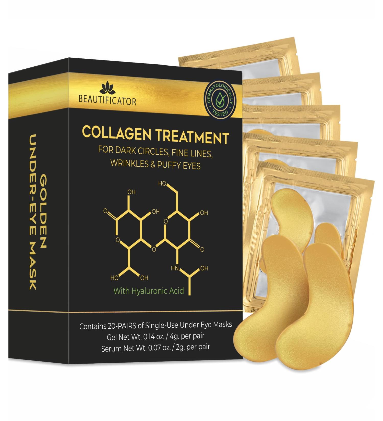 uniddis 24K Gold Under Eye Hydrogel Mask | Dark Circles, Fine Lines, Puffy Eyes | Collagen & Hyaluronic Acid | Cruelty Free, Vegan | 20 Pairs - Buy Online on GoSupps.com