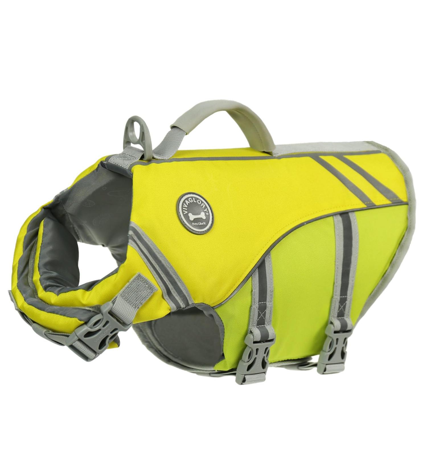 Buy Vivaglory Dog Life Jacket Durable Adjustable Buoyancy Vest for Small Dogs | Yellow-Gray Chest 48-58 cm - Buy Online on GoSupps.com