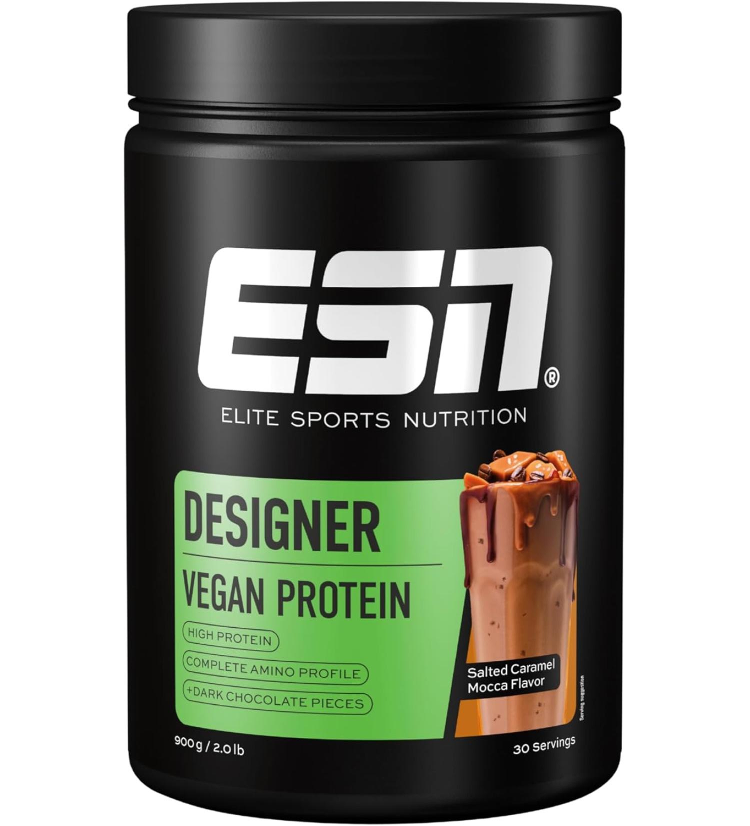 ESN Vegan Designer Protein Powder with Soy - Salted Caramel Mocha - 900g - Buy Online on GoSupps.com