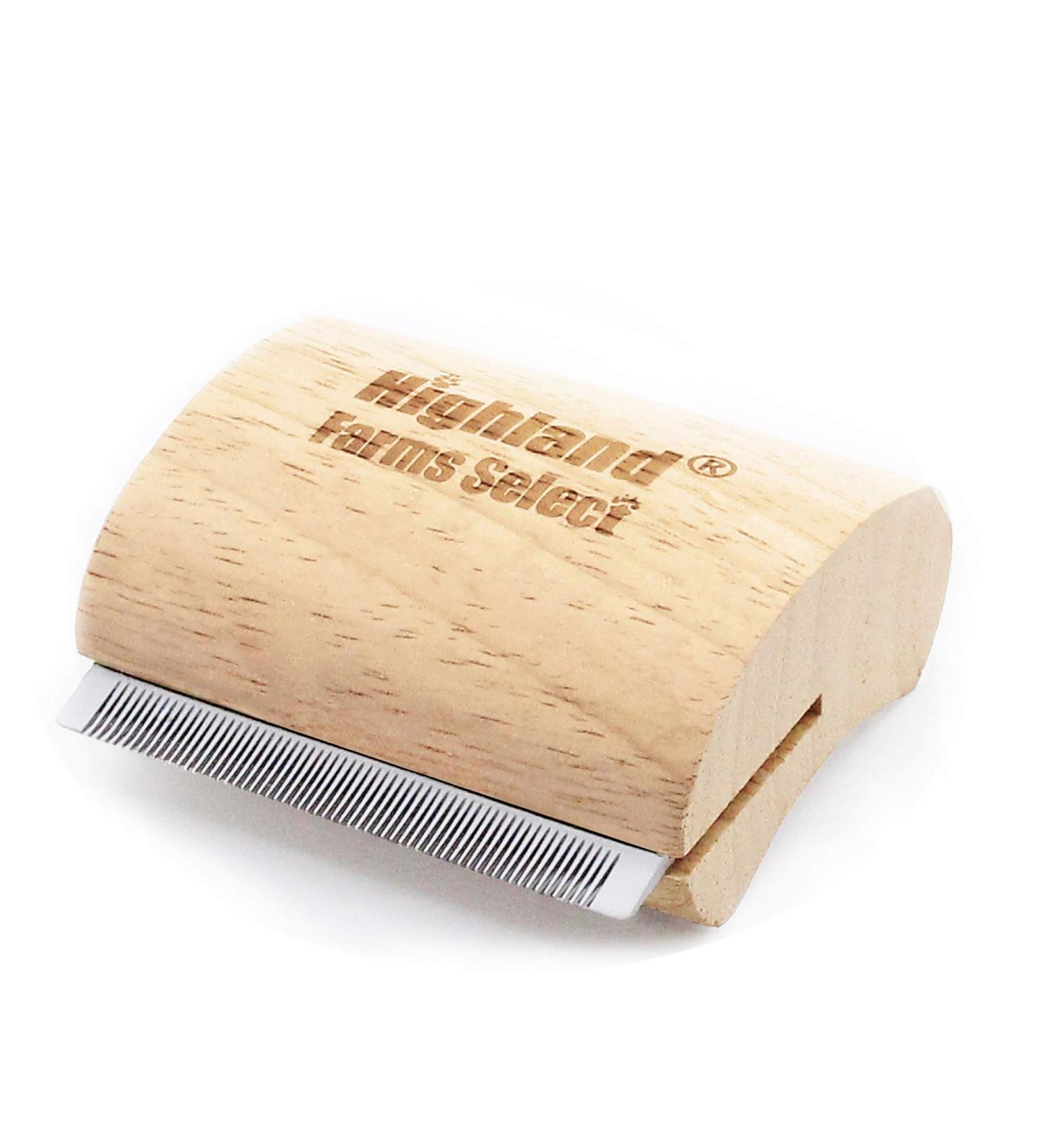 Highland Farms Select Deshedding Grooming Tool for Pets - Professional Pet Groomer for Cats, Dogs, and Horses - Ergonomic Wood Design for Painlessly Removing Hair and Dirt - Buy Online on GoSupps.com
